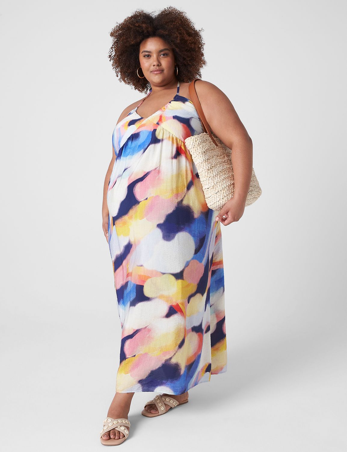 Sleeveless V Neck Halter Maxi 11339 Product Image 1