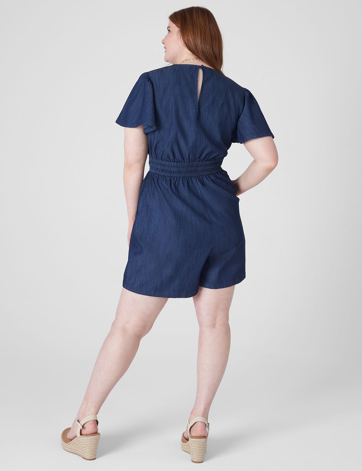 Puff Sleeve Smocked Waist Romper main image 0