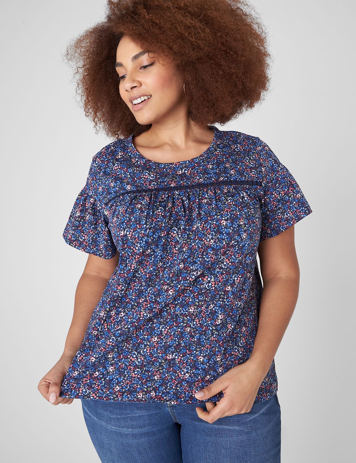 Classic Short Sleeve Crew Neck Yoke LaneBryant