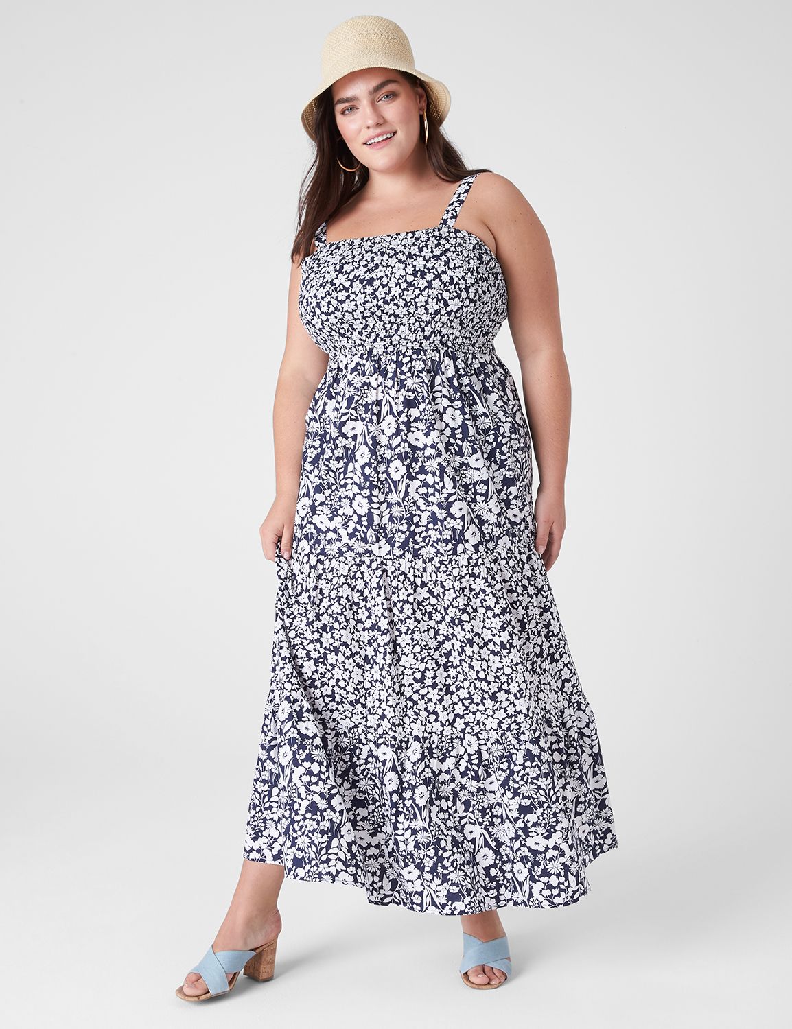 Sleeveless Tie Strap Smocked Maxi 1 | LaneBryant