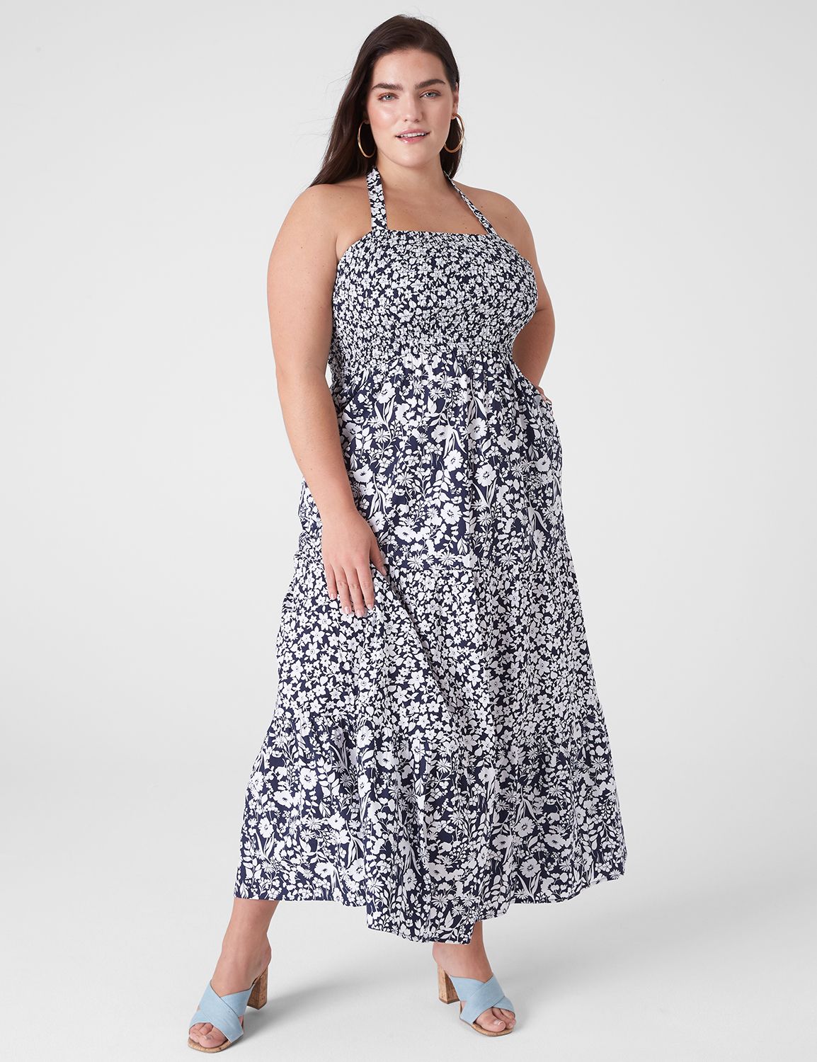 Anderson Tied Shoulder Smocked Bodice Maxi Dress Sage