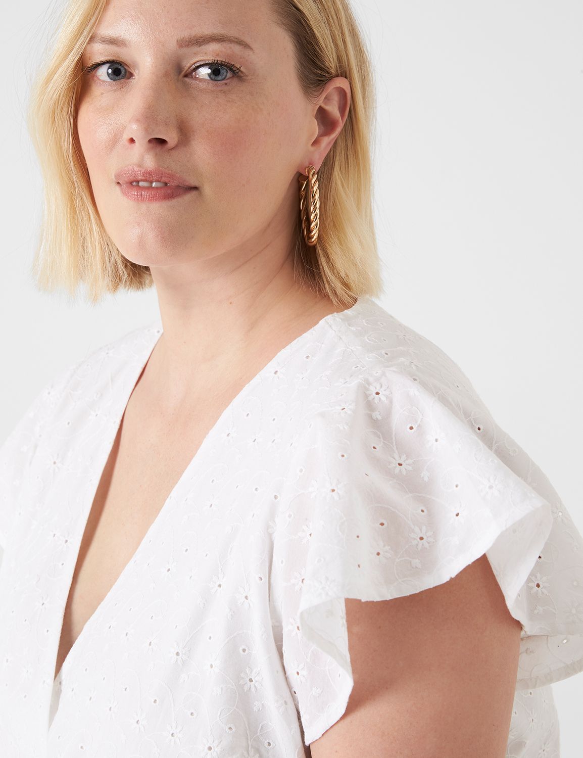 Cap Flutter Sleeve Surplice Eyelet Product Image 6