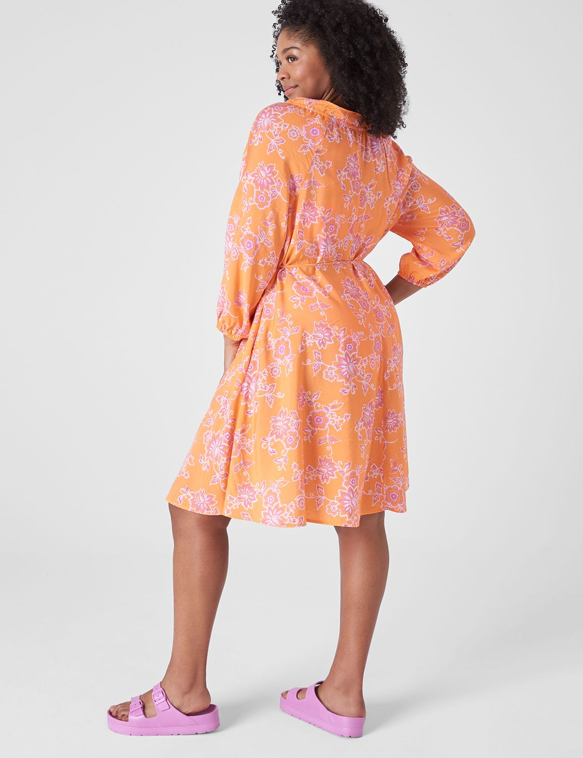 long sleeve swing short beach dress | LaneBryant