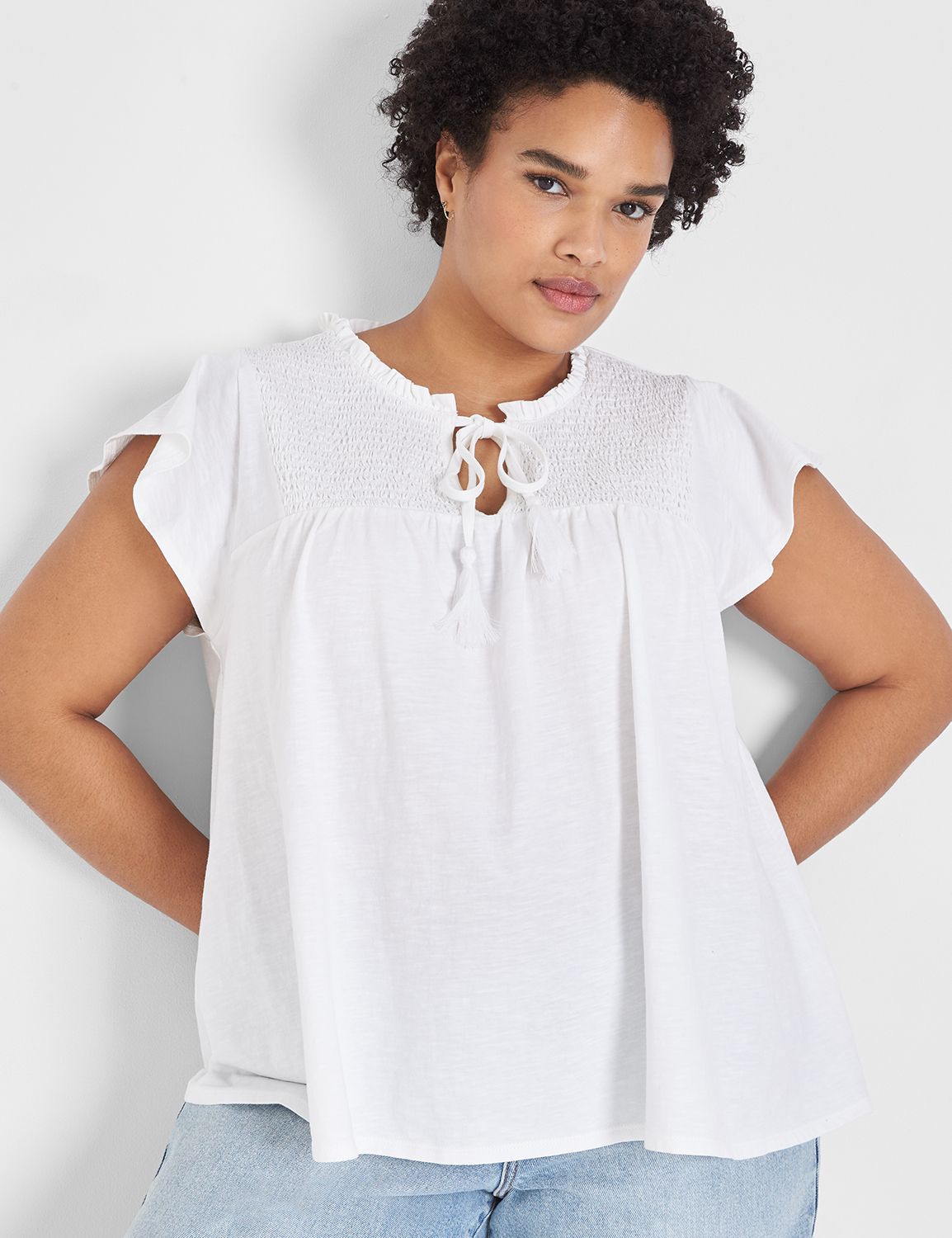 Swing Cap Sleeve Ruffle Notch Neck Product Image 1