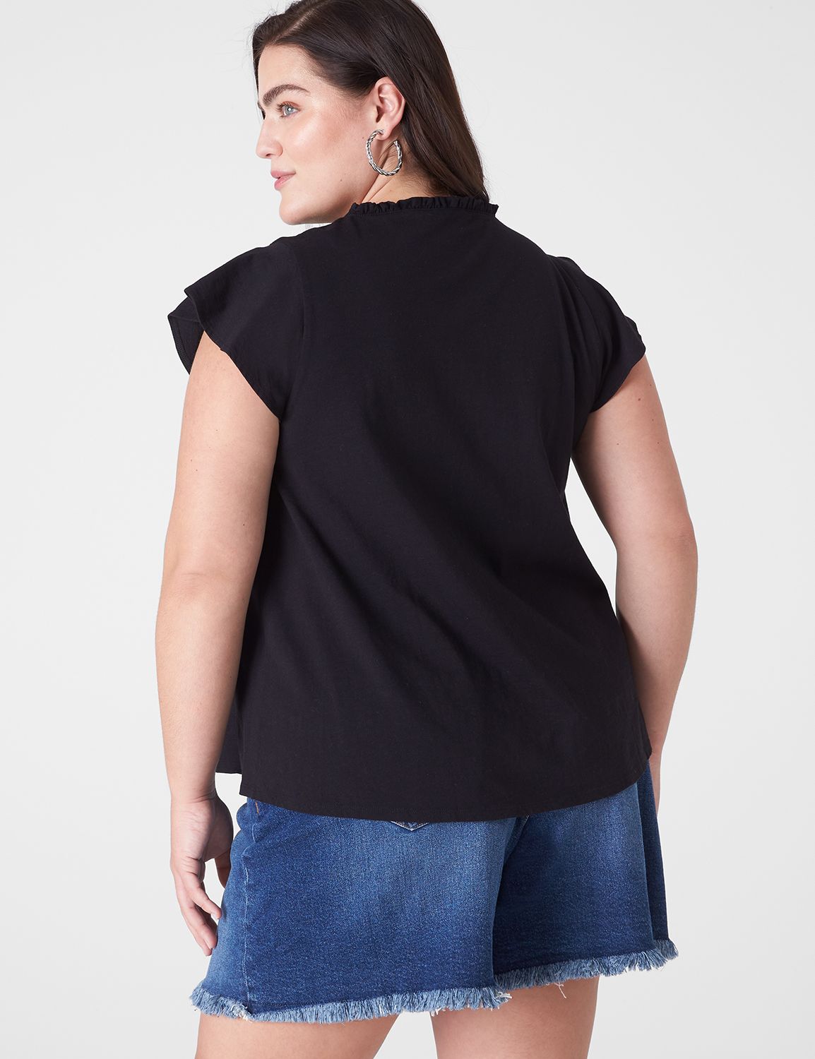 Swing Cap Sleeve Ruffle Notch Neck Product Image 2