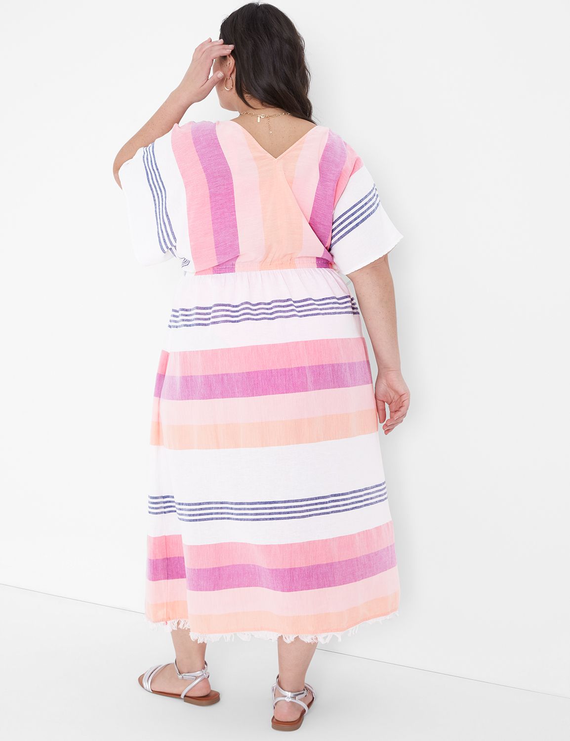 The Breeze Printed Short Sleeves Long Kimono - Multicolor Beach Cover Up main image 0