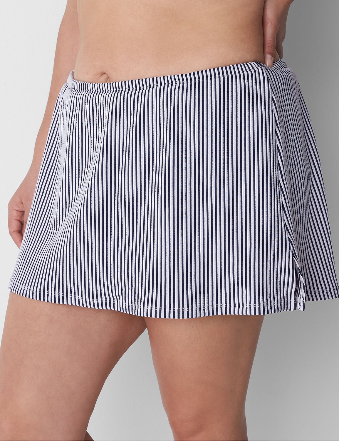 Seersucker Slitted Swim Skirt 11368 LaneBryant