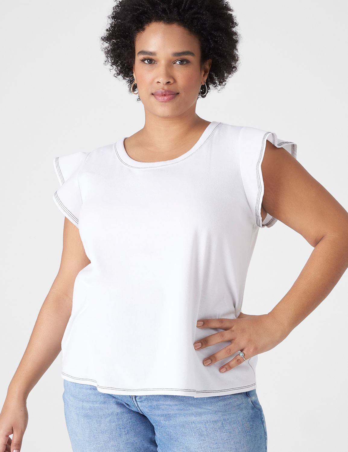 Classic Cap Woven Flutter Sleeve Op | LaneBryant