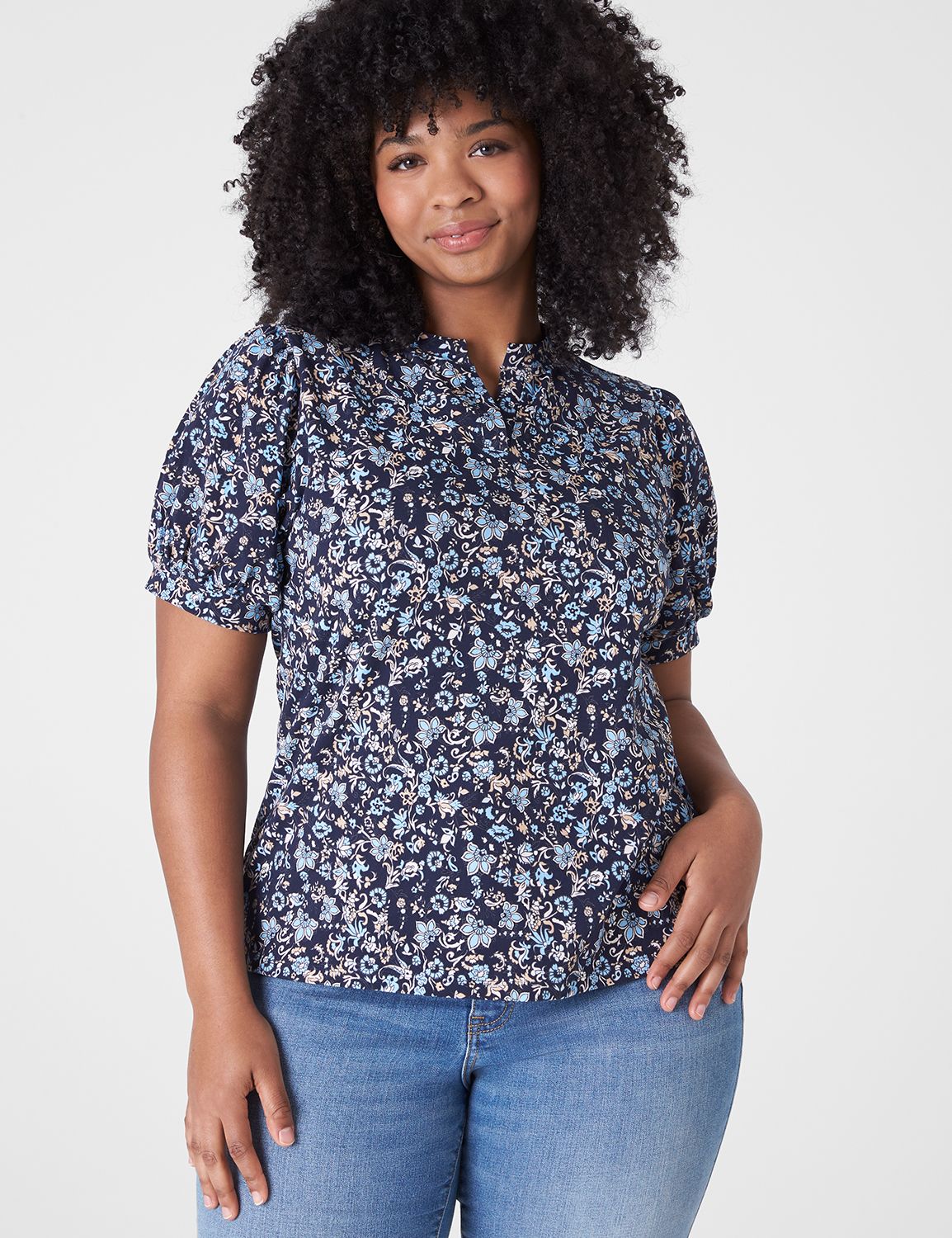 Classic Short Puff Sleeve Notch Nec Product Image 1