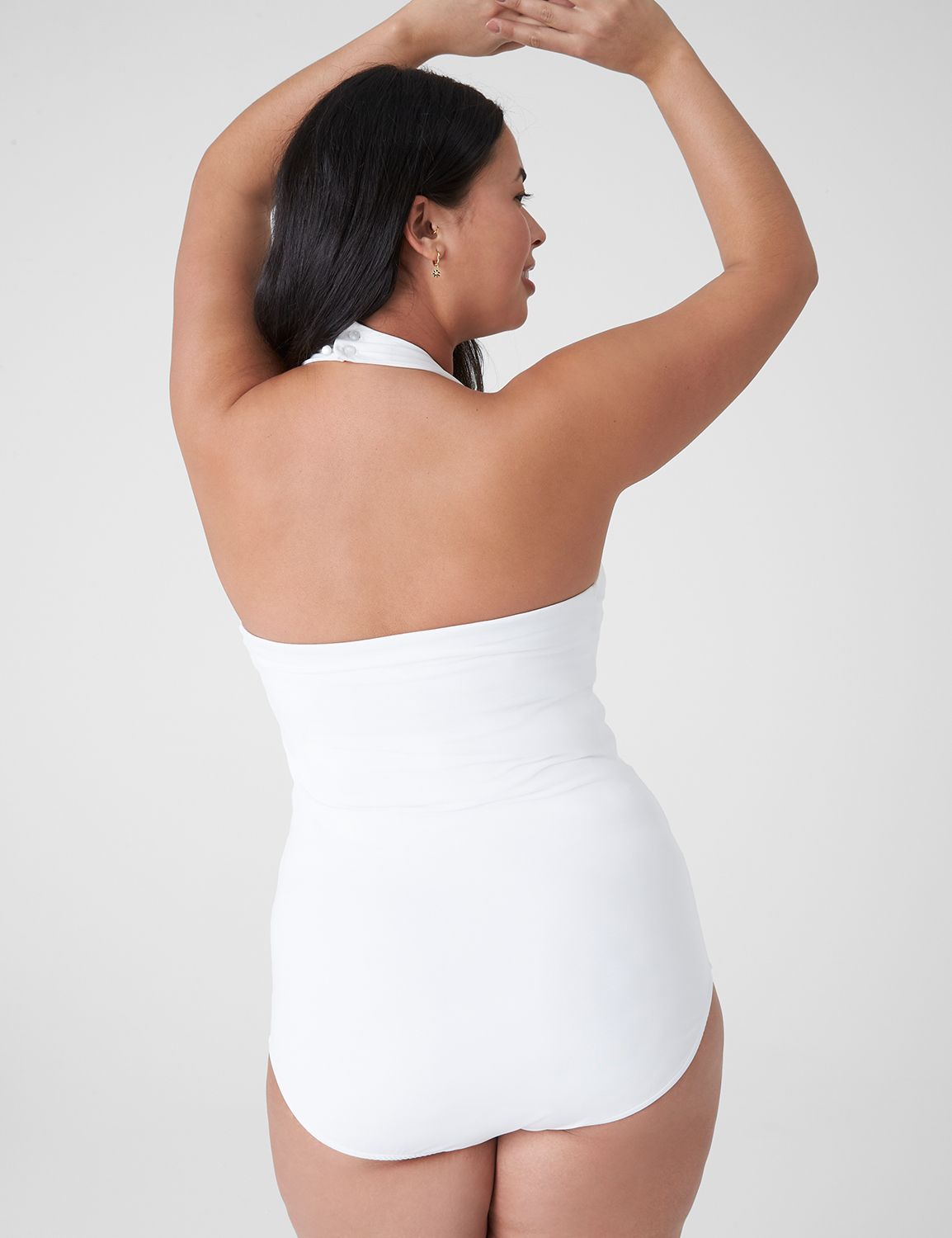 Fitted Double-Layer Halter Bodysuit | LaneBryant