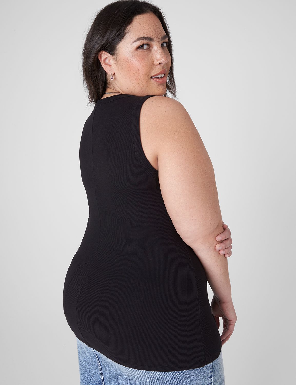 Fitted Sleeveless High Neck 2x2 Rib | LaneBryant