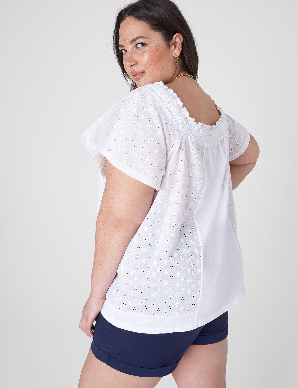 Classic Short Flutter Sleeve Square LaneBryant