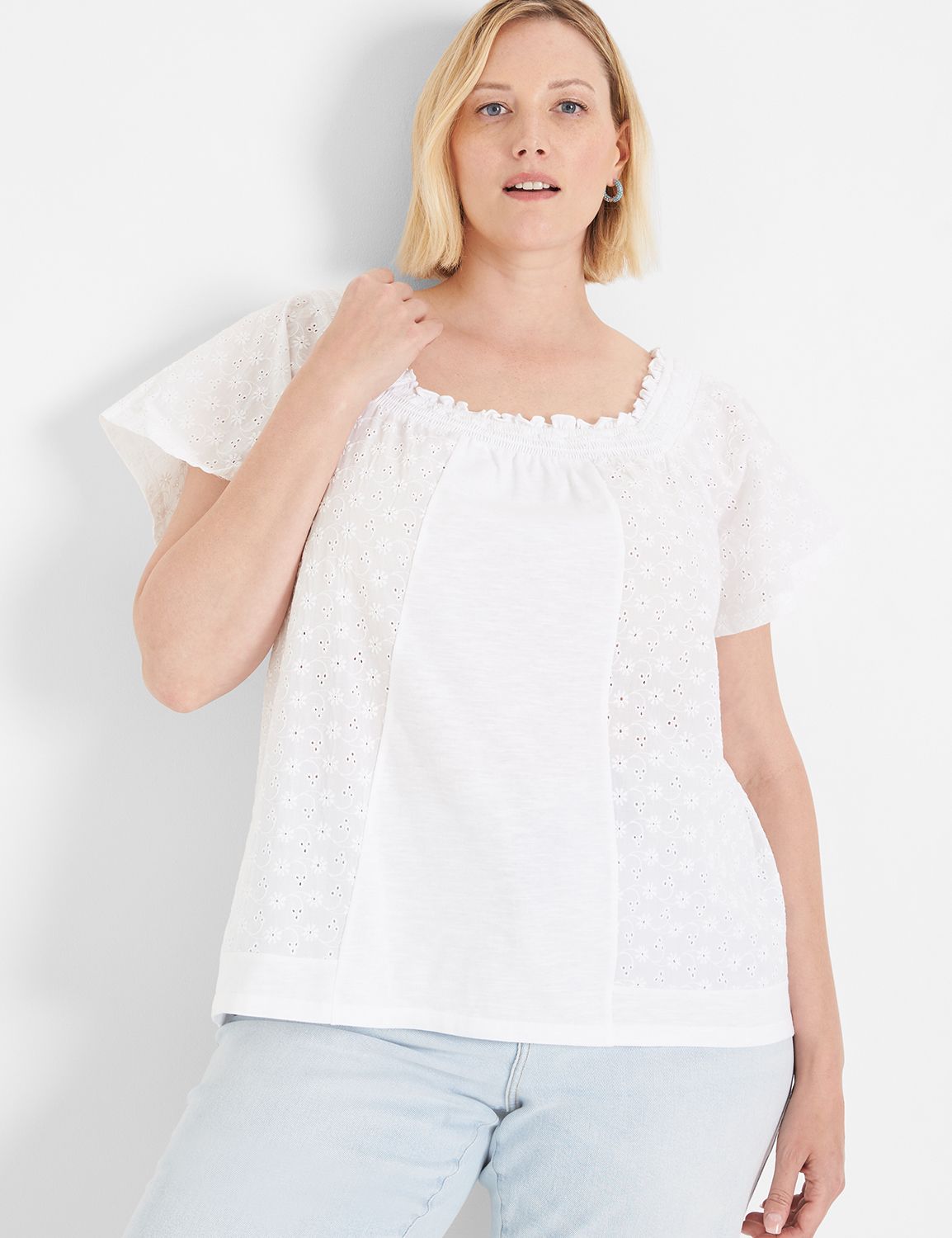 Classic Short Flutter Sleeve Square LaneBryant