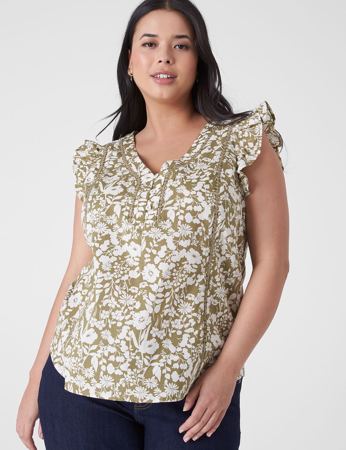 Classic Cap Flutter Sleeve V-Neck W Product Image 1