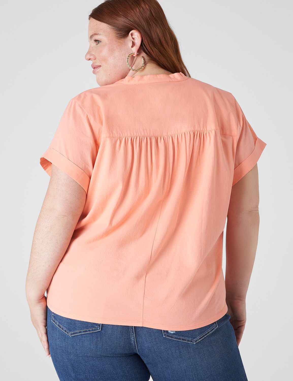 Relaxed Cap Sleeve Ruffle Notch Nec Product Image 2