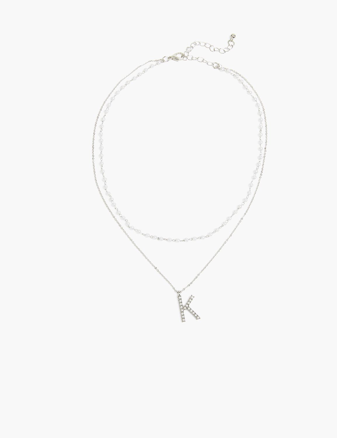 Initial Pearl & Chain Layered Neckl Product Image 1