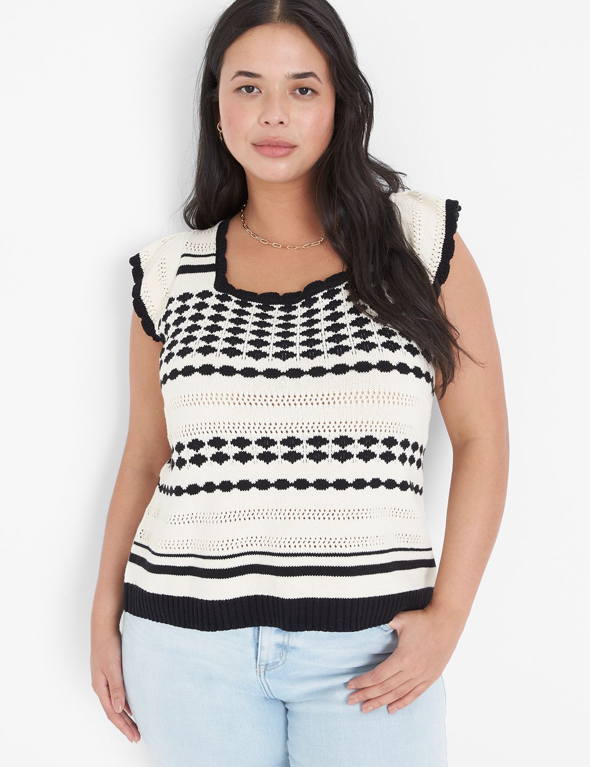 Ruffle Half Sleeve Solid Knitting Cropped Pullovers main image 0