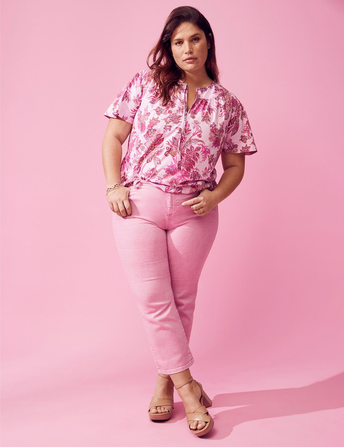Classic Short Sleeve Zipper Top 113 | LaneBryant