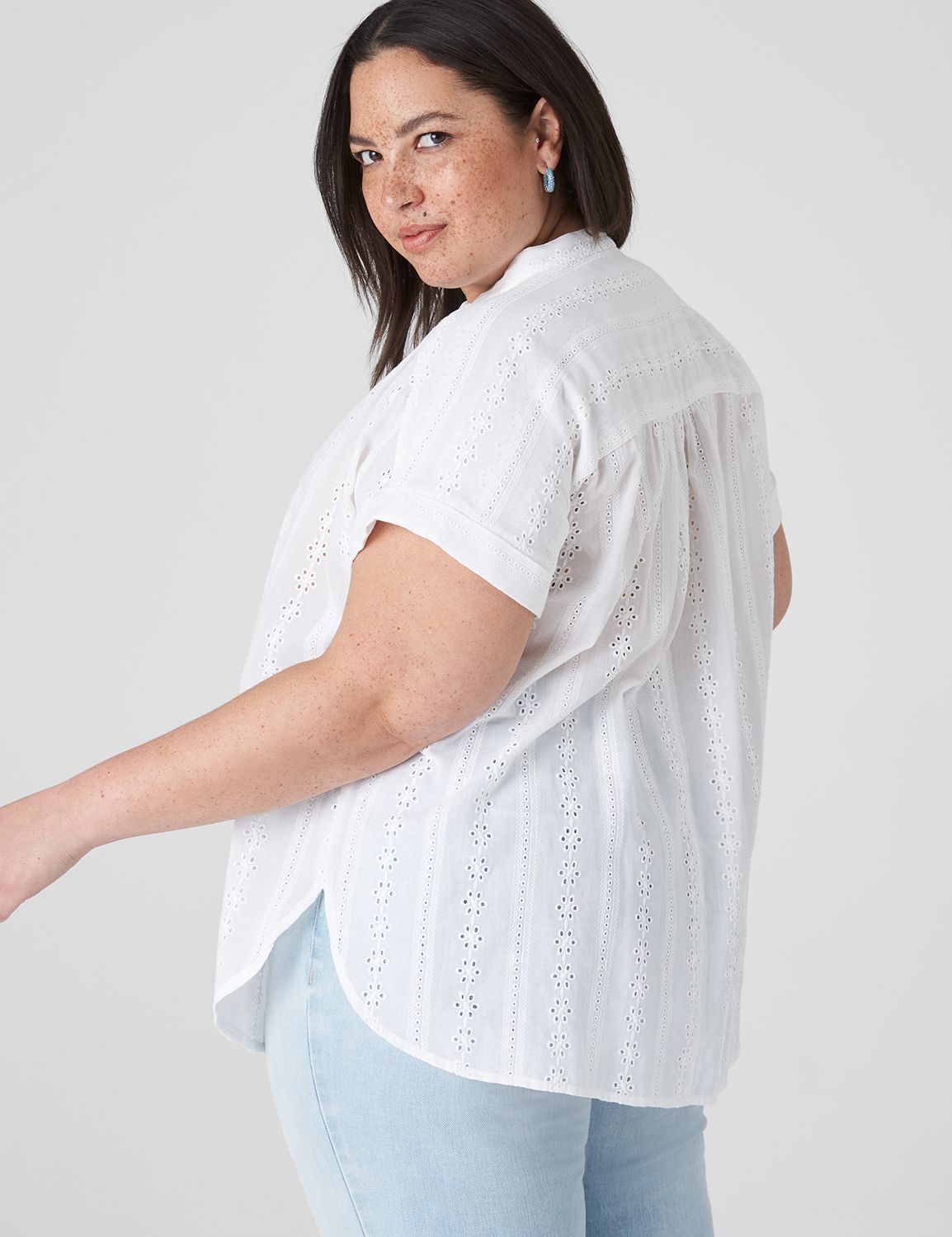 Relaxed Short Sleeve Eyelet Popover Product Image 2