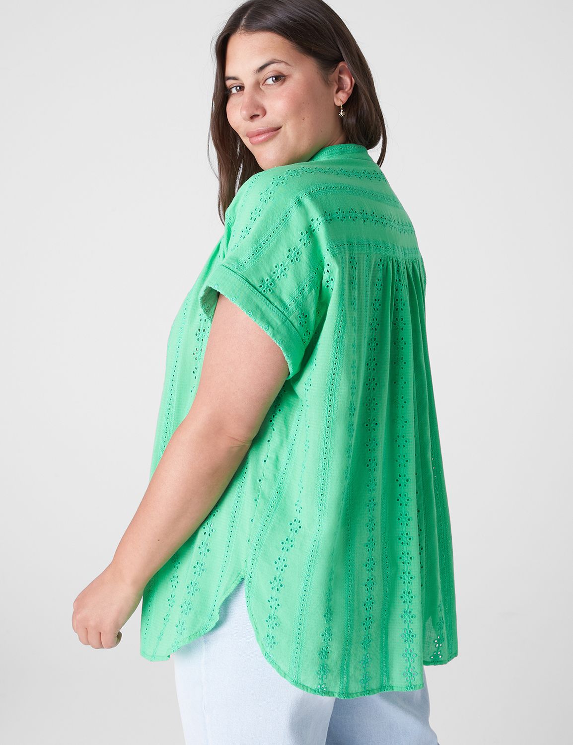 Relaxed Short Sleeve Eyelet Popover Product Image 2