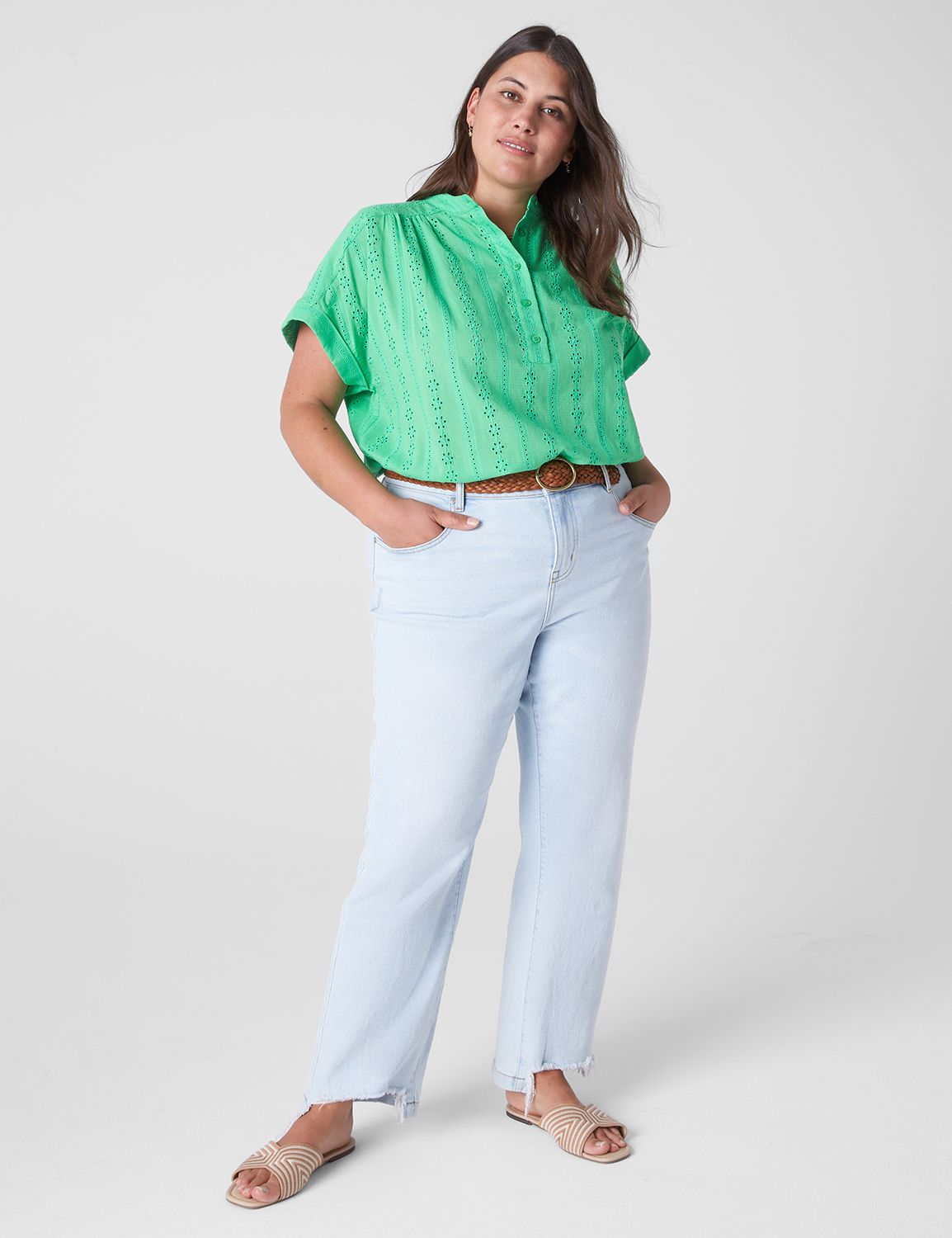 Relaxed Short Sleeve Eyelet Popover Product Image 4