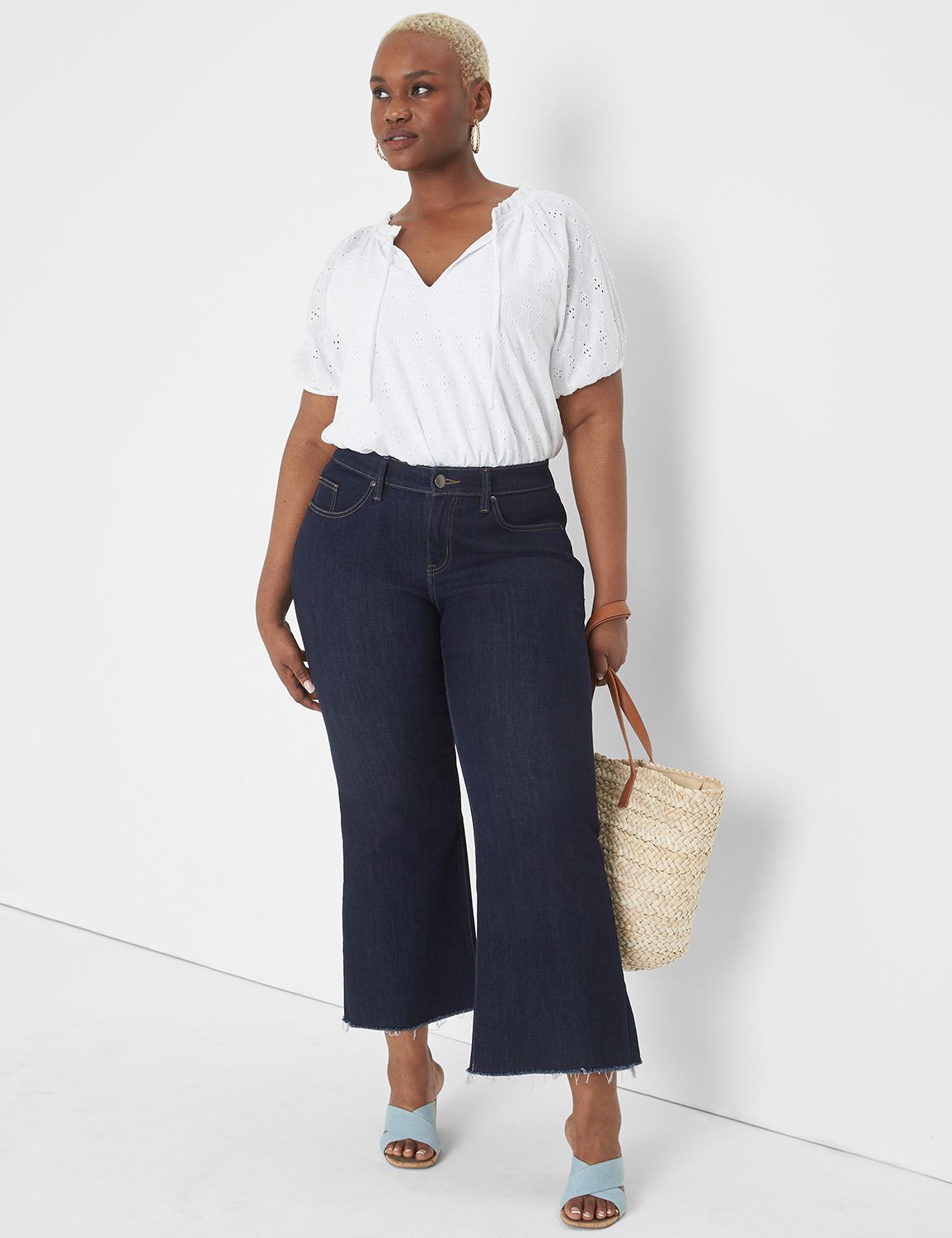 Swing Short Blouson Sleeve Wide Nec | LaneBryant