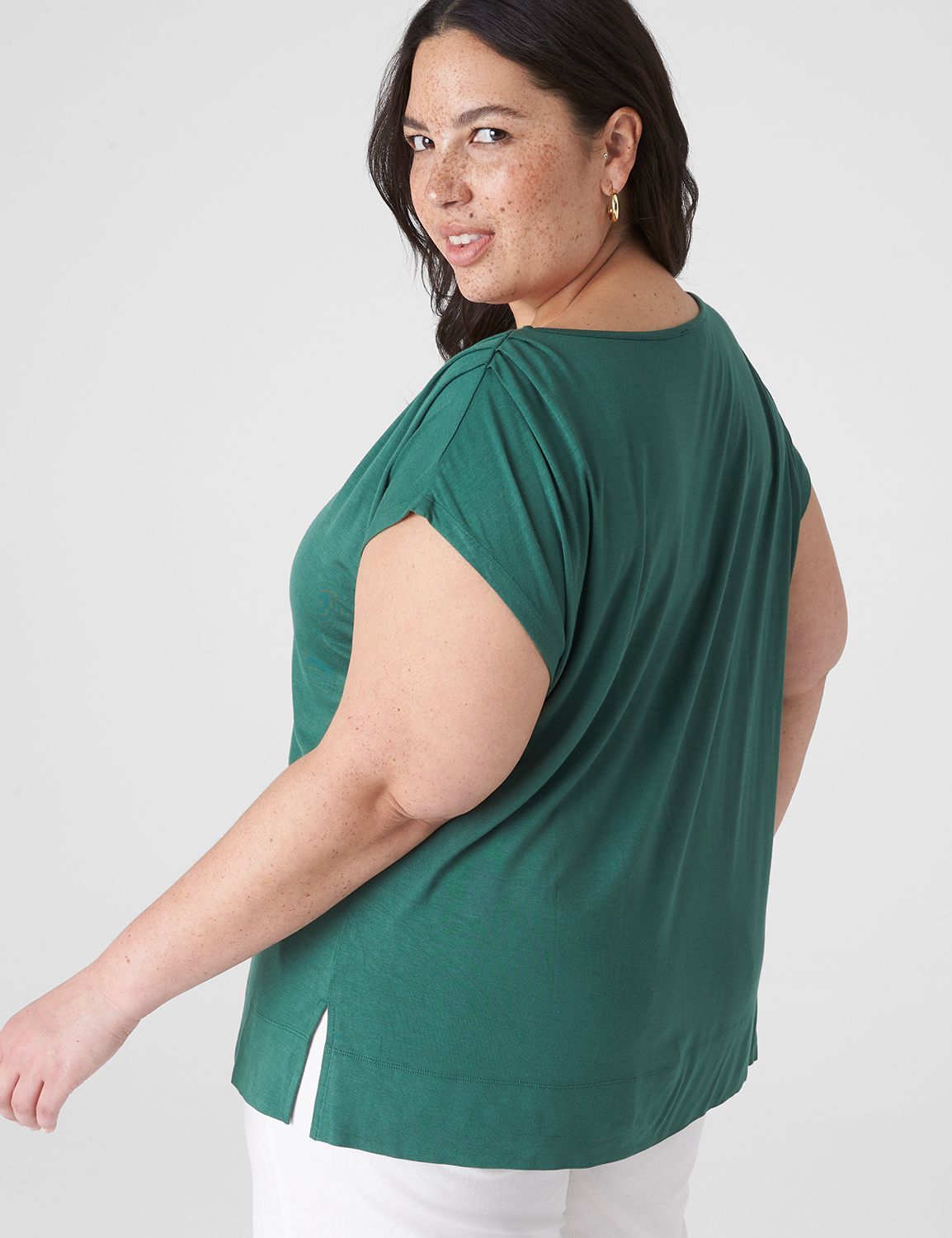 Tinta Style Sae Navy Cap Sleeve V-Neck Pleat Top main image 1