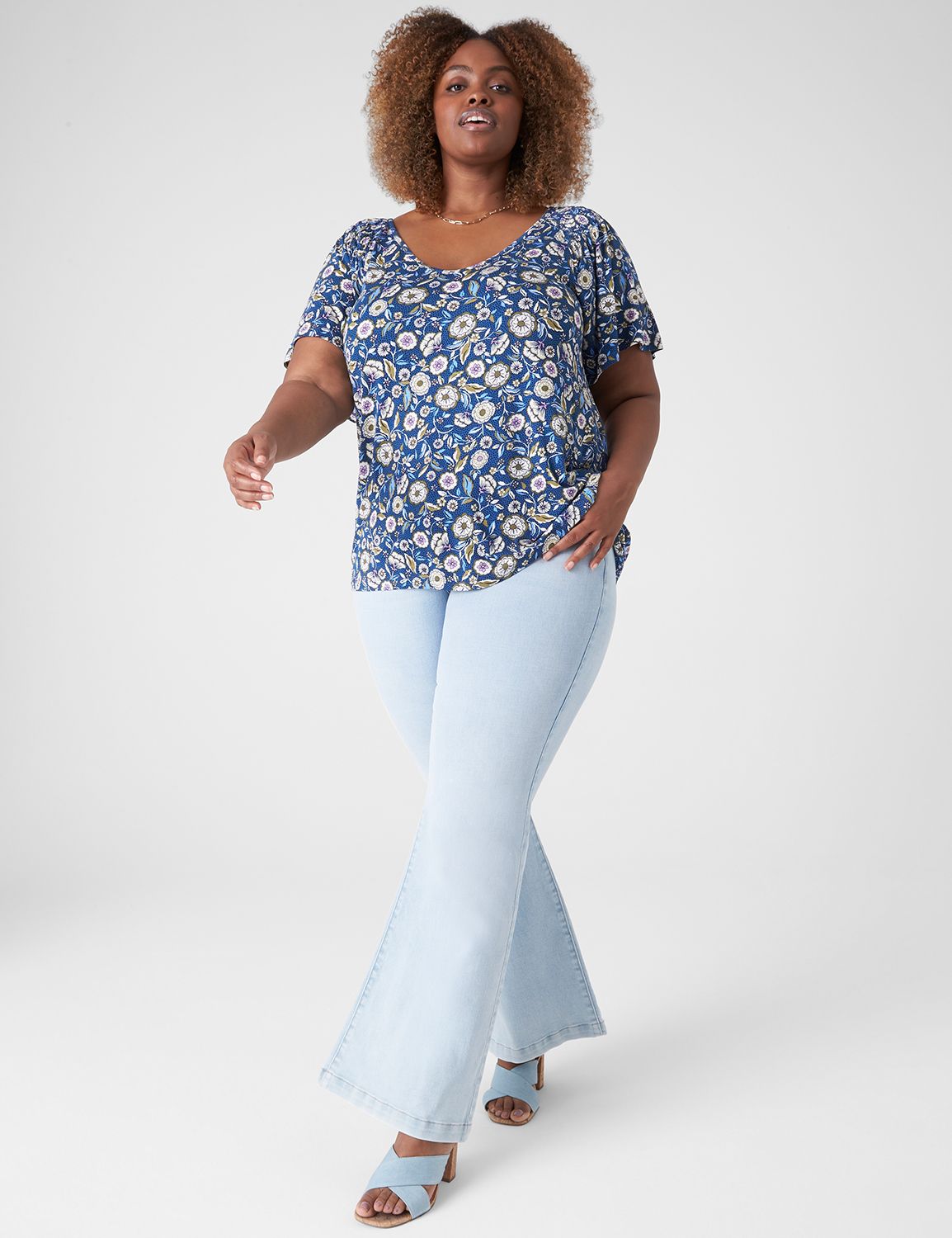 1.STATE Women's Short Flutter Sleeve V Neck Smocked Top White Size XX-Small