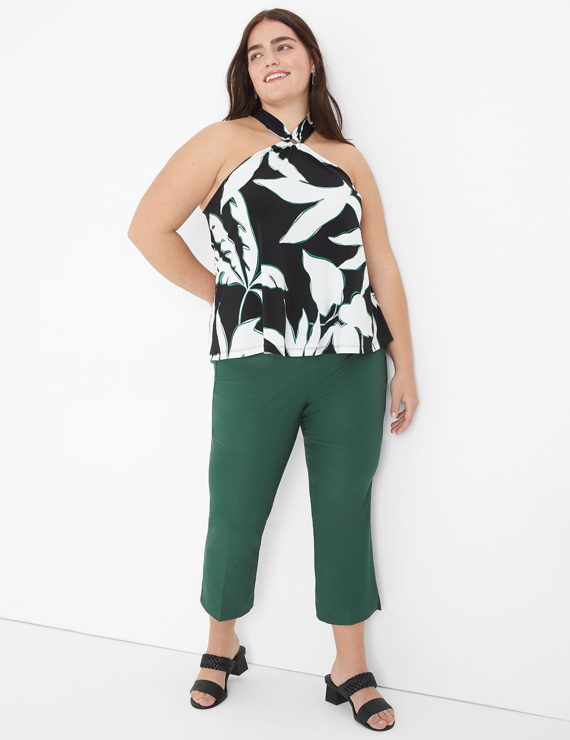 Long sleeve fluffy halter metal chain o ring top