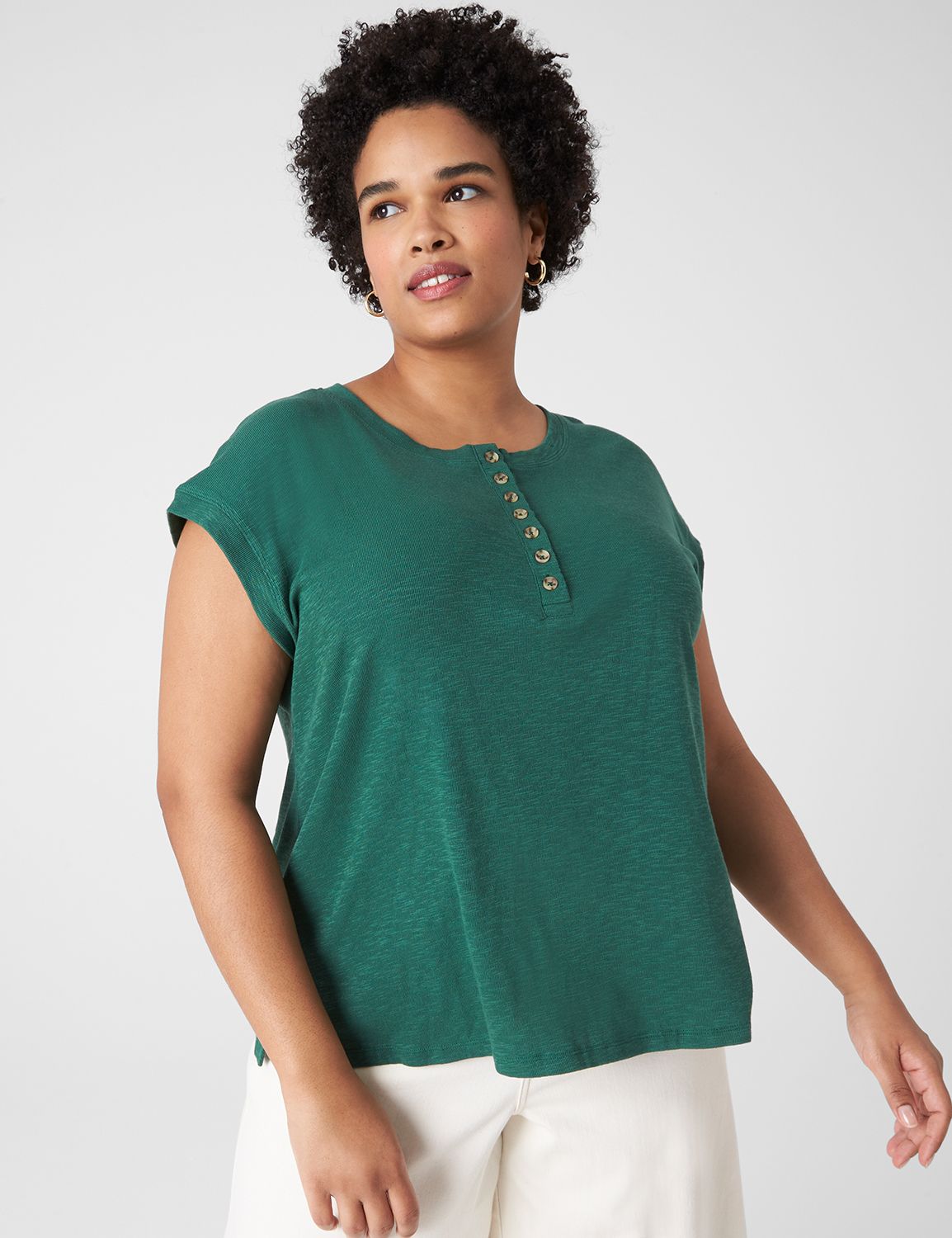 Cap Sleeve Crew Neck Top 7461O main image 1