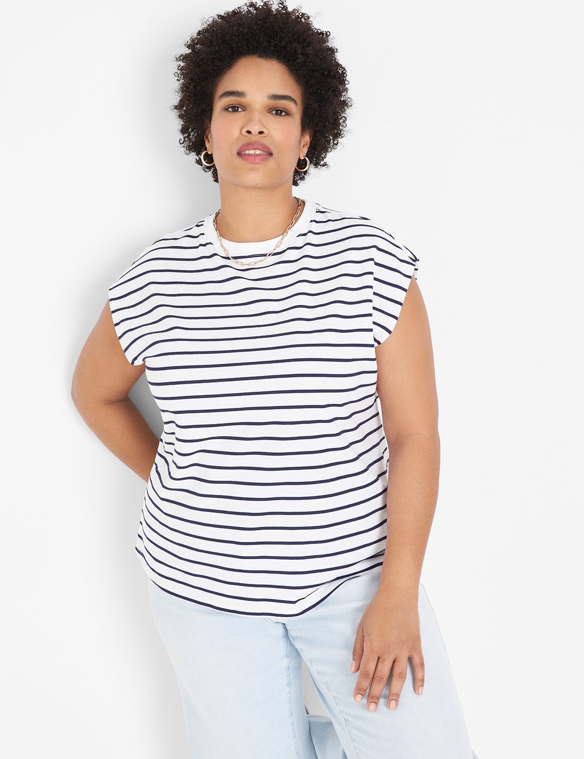 Dolman Cap Sleeve Crew Neck Tee LaneBryant
