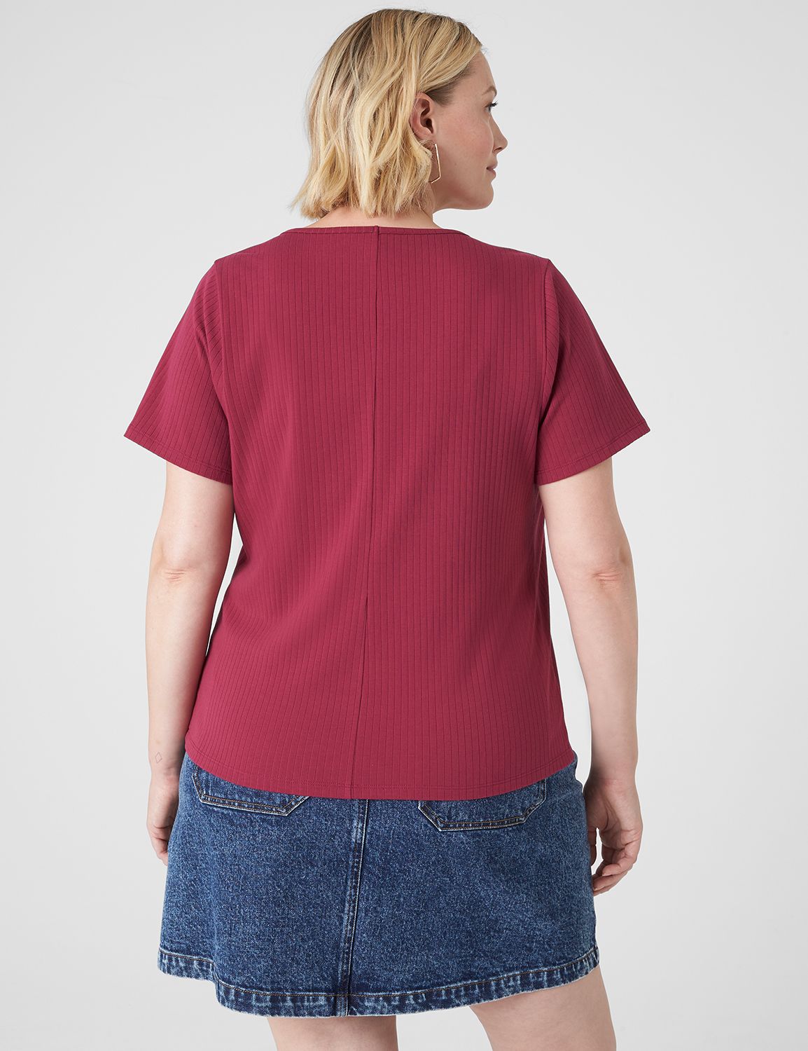 Short-Sleeve Tie-Front Rib Overpiece | LaneBryant