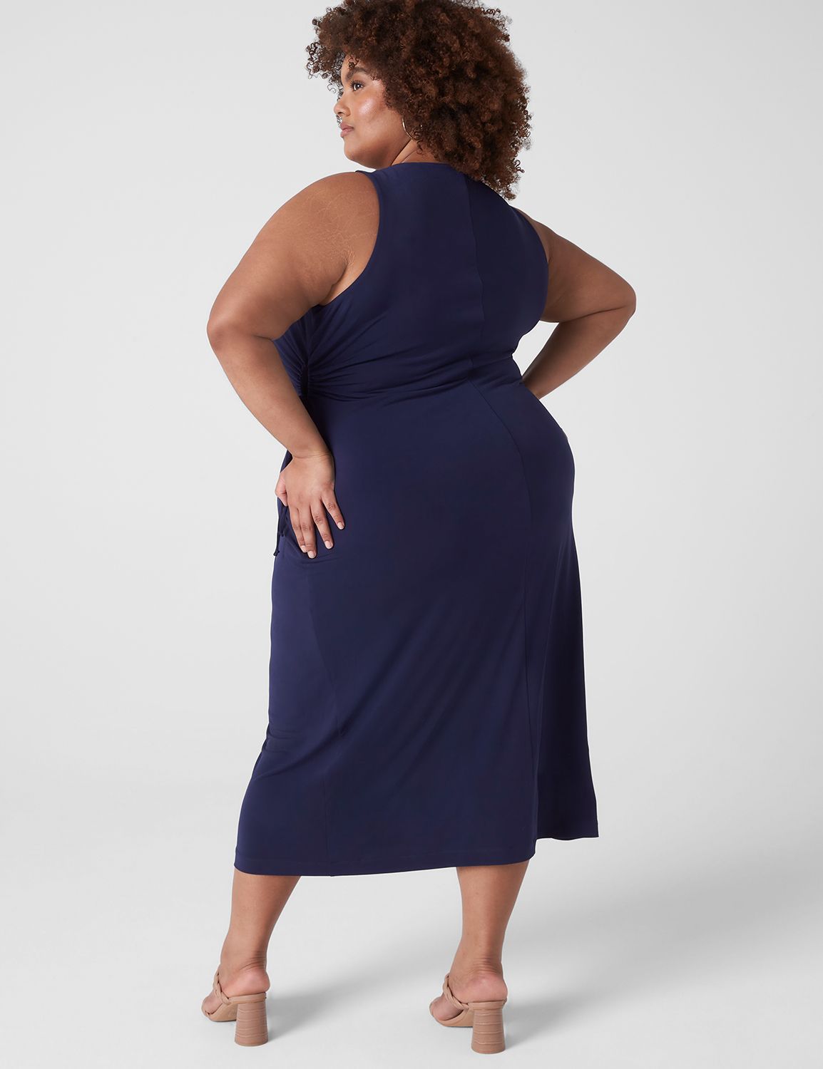 Sleeveless V Neck Side Cutouts Midi | LaneBryant