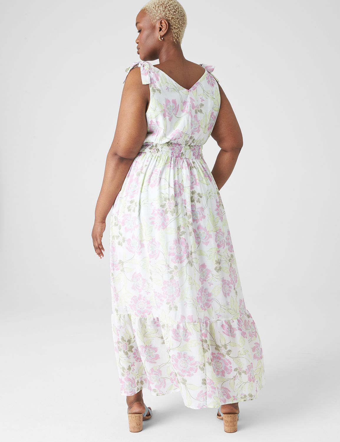 Sleeveless V Neck Tie Shoulder Maxi | LaneBryant