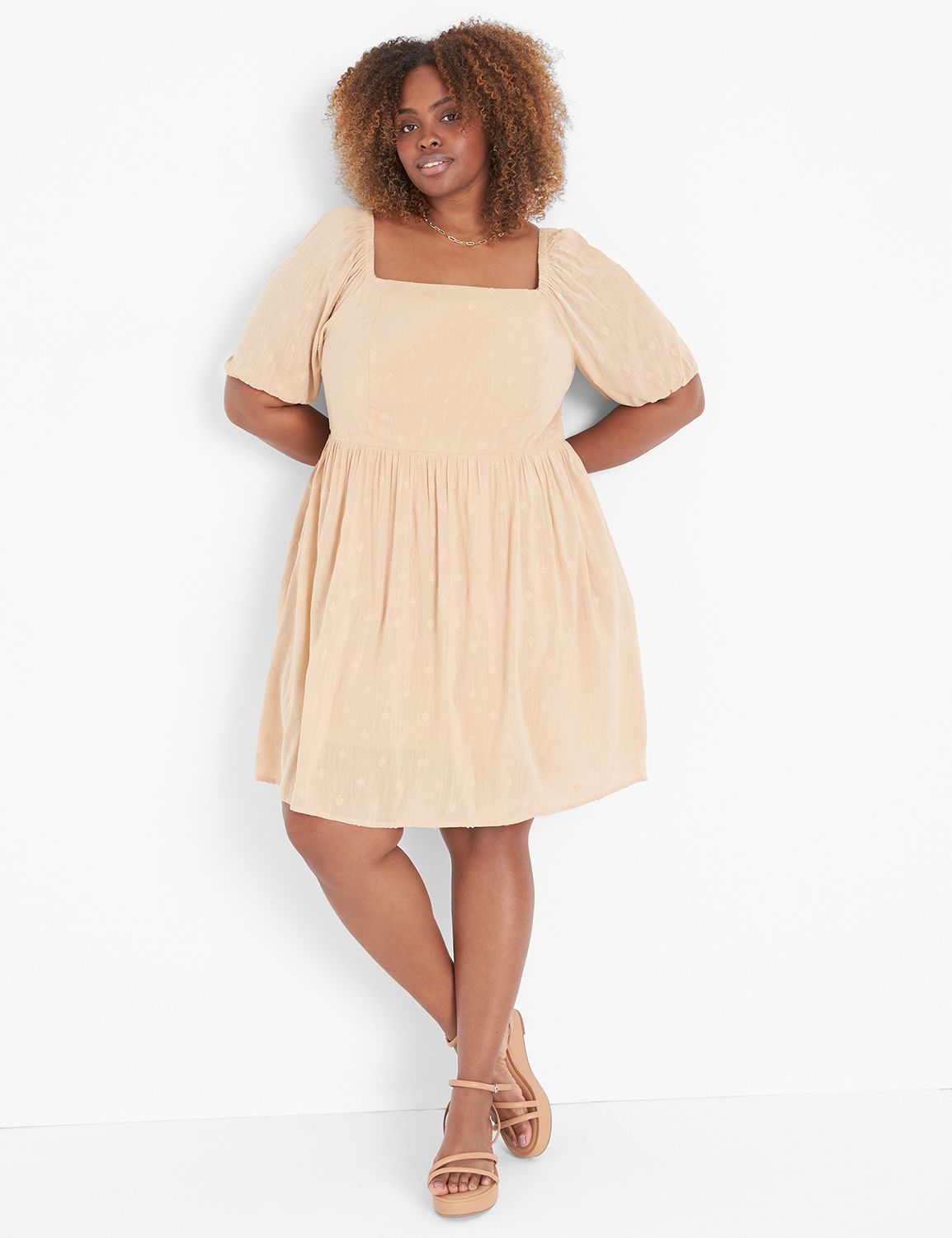 Puff Sleeve Square Neck Princess Bo | LaneBryant