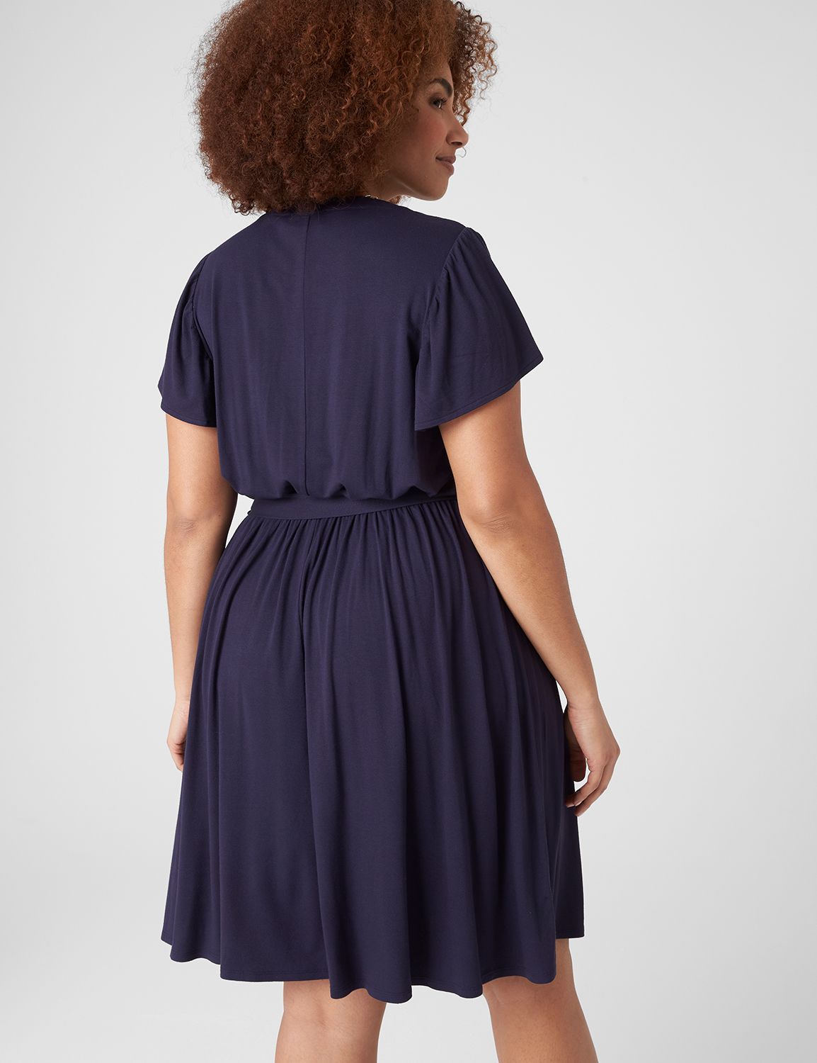 Cap Flutter V Neck Tiered Belted Kn Product Image 2