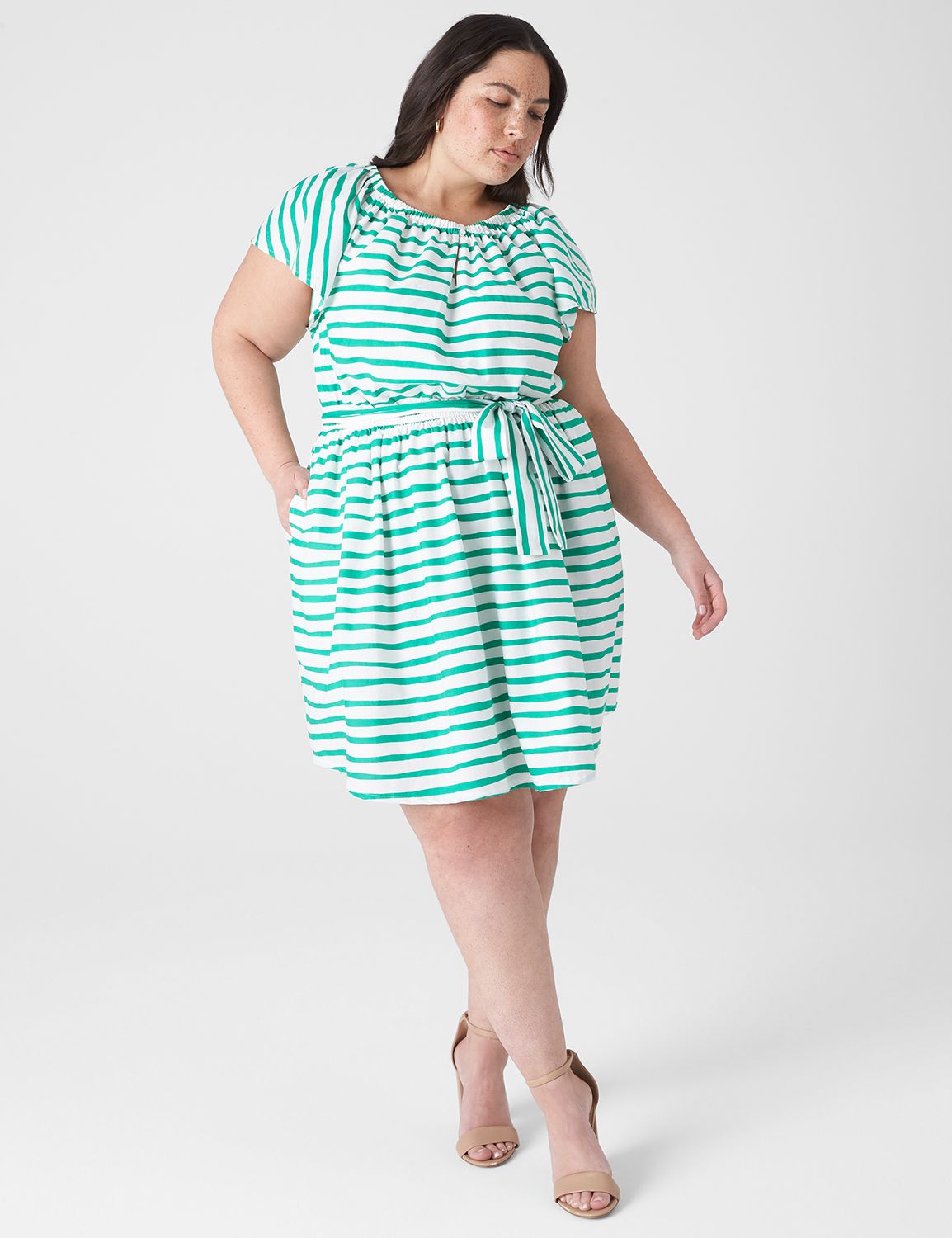 Raglan-Sleeve Ruched Fit & Flare Dress | LaneBryant