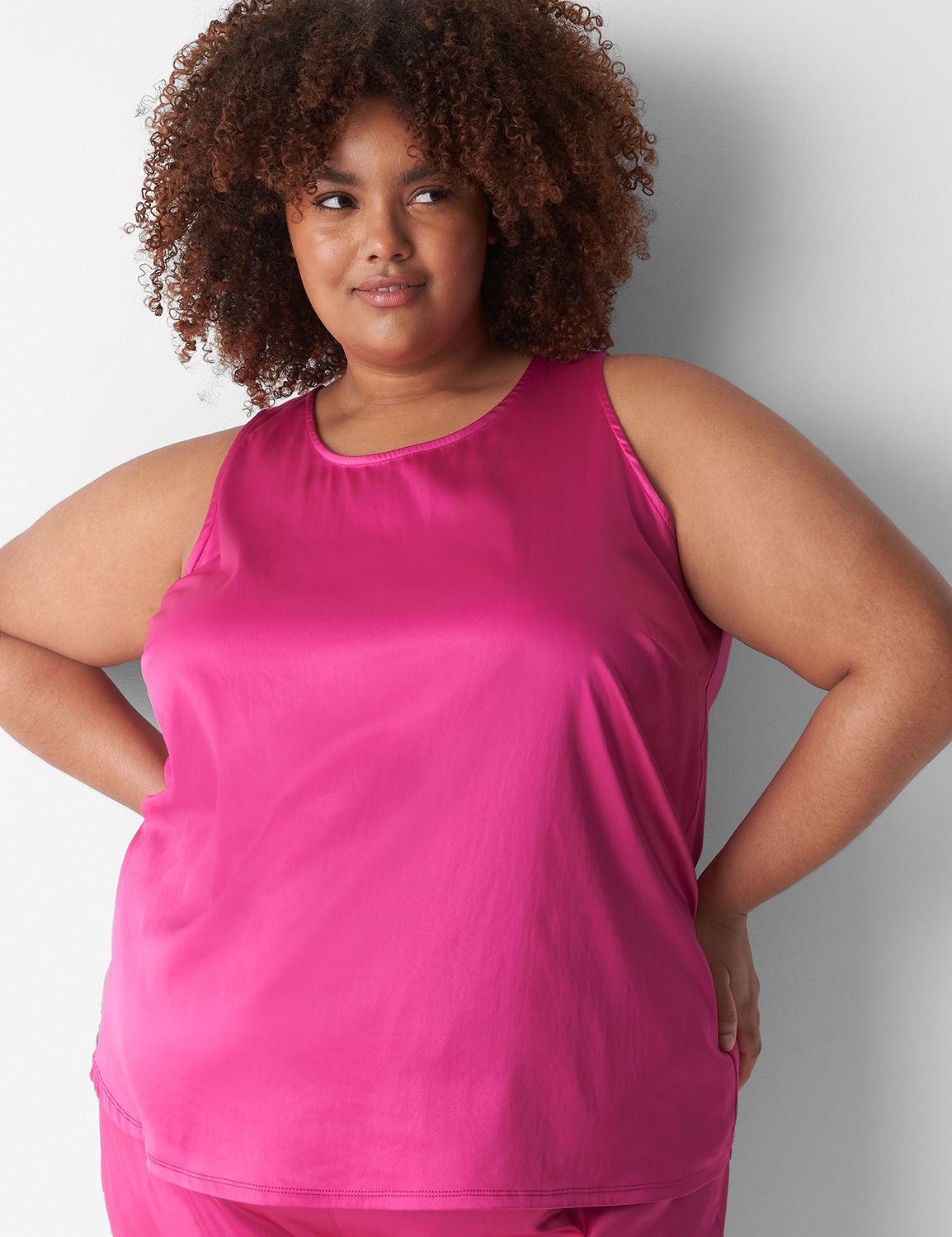 Satin Drapey Rib Sleep Tank LaneBryant