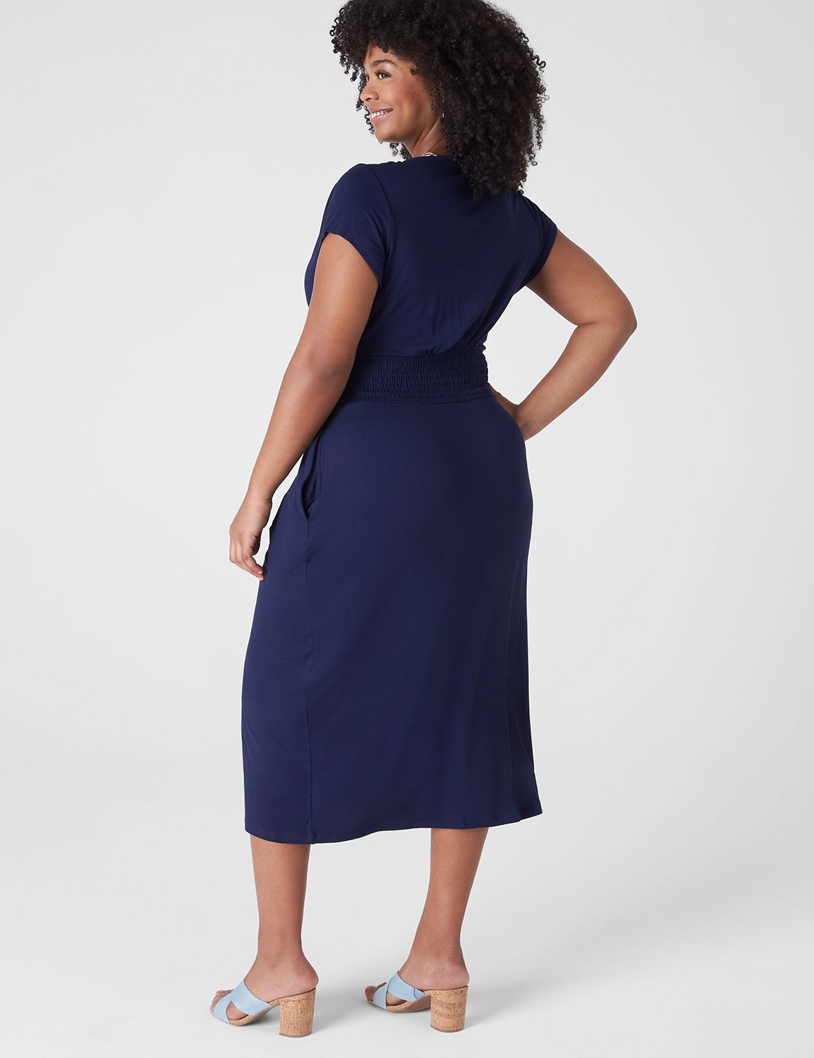 Cap Sleeve V-Neck Gown with Wrapped Surplice Bodice White
