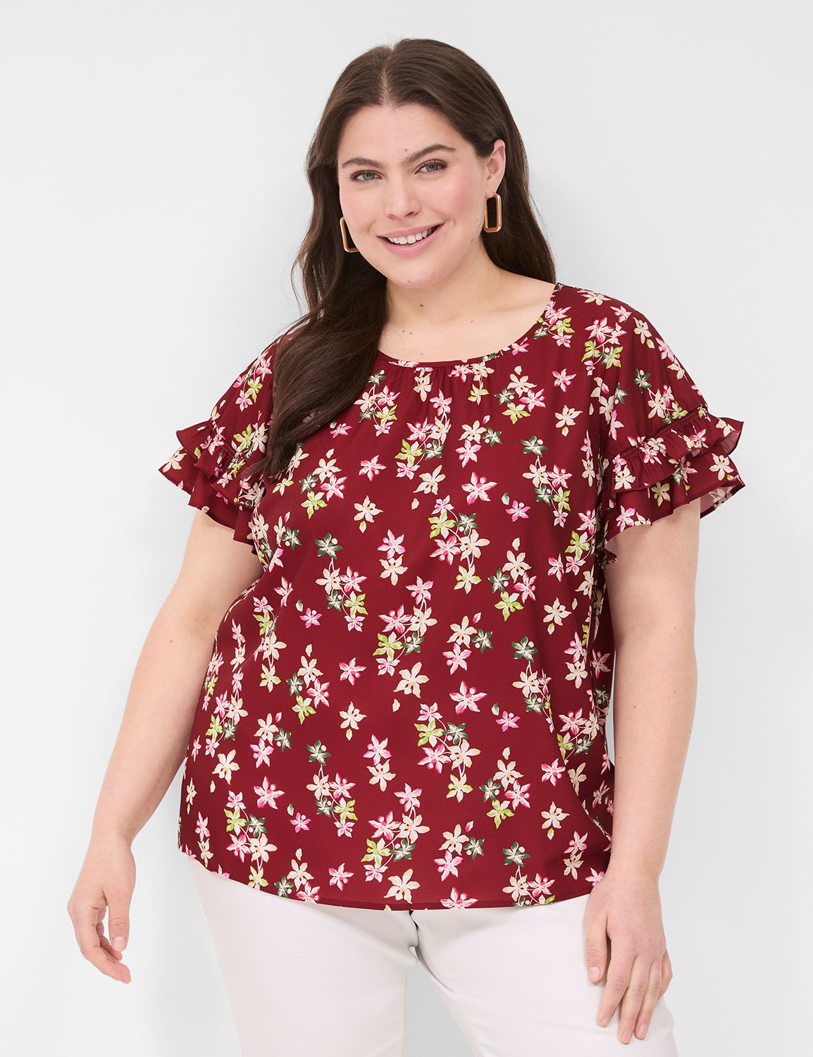 Classic Short Sleeve Flutter Crew N | LaneBryant