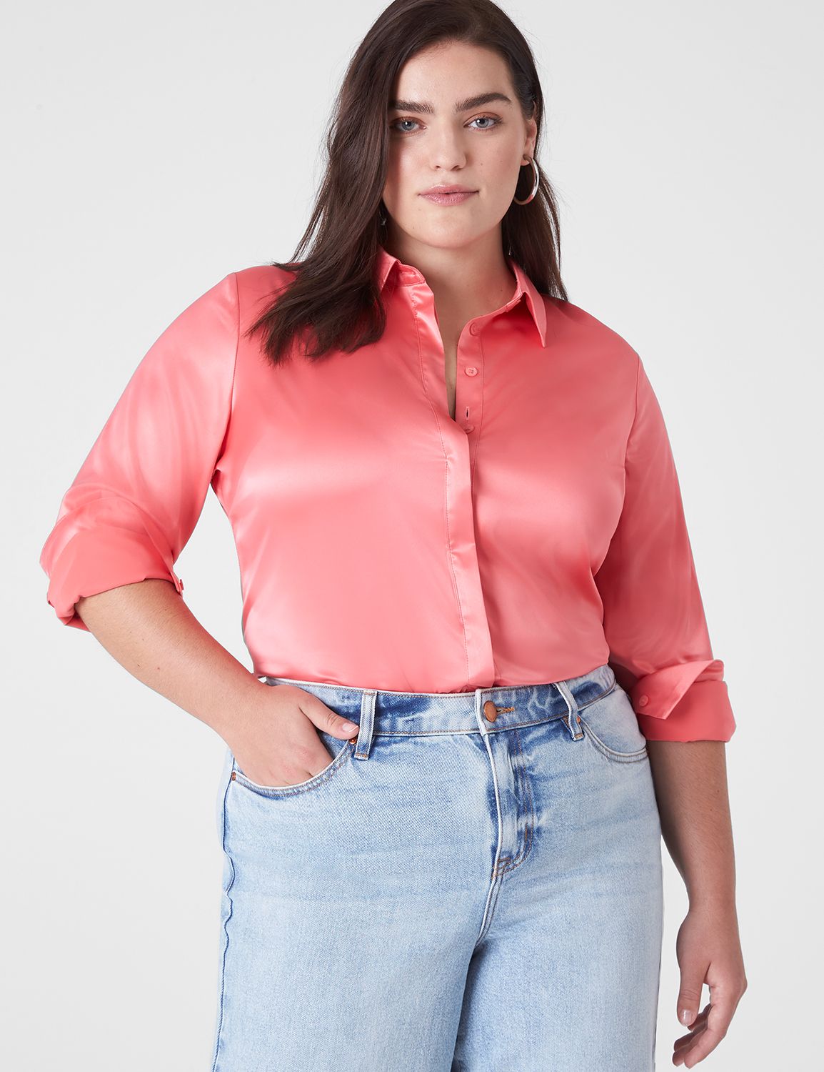 Classic Long Sleeve Collar Button D LaneBryant