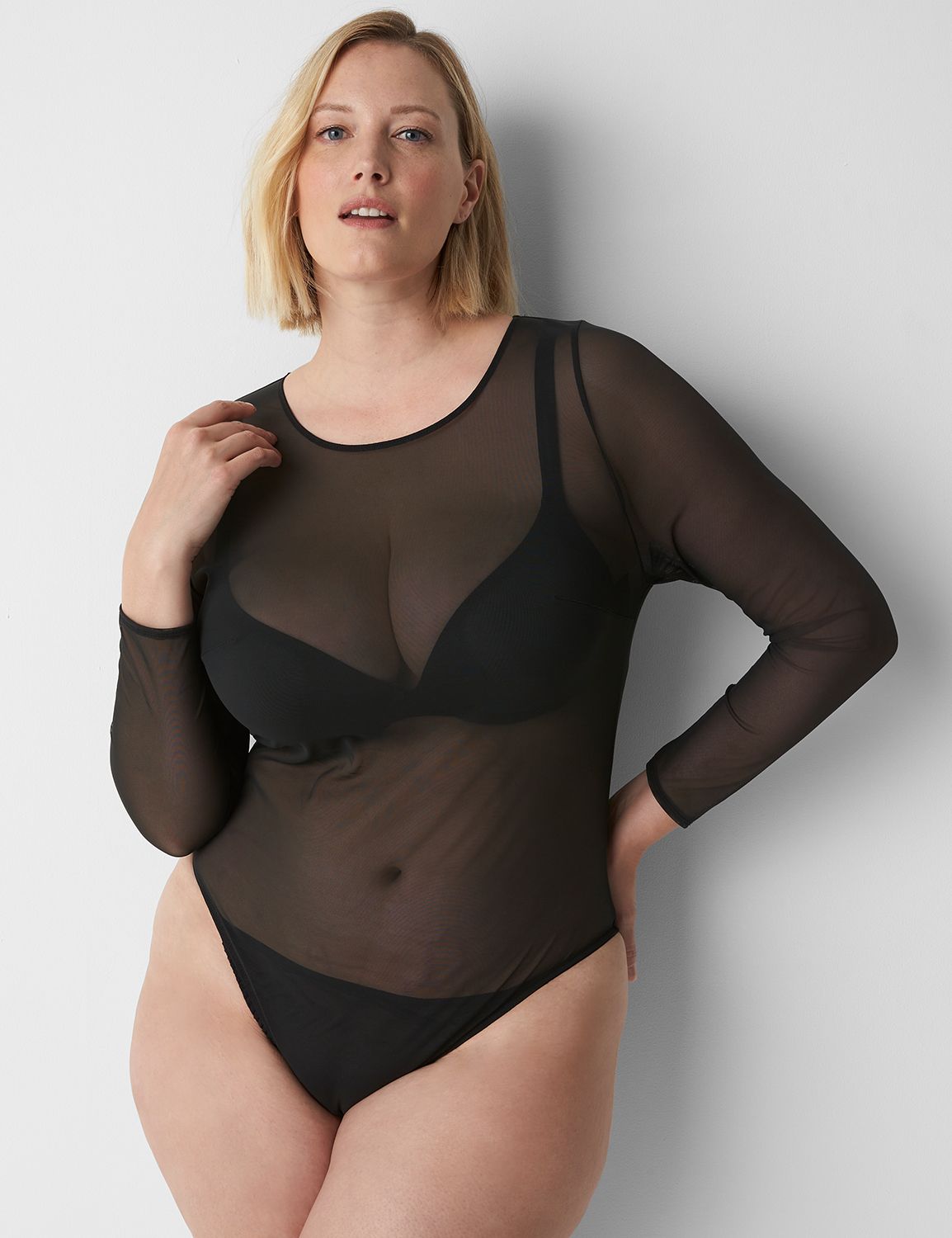 Lane Bryant Mesh Demi Ultra High-Leg Thong Bodysuit - ShopStyle