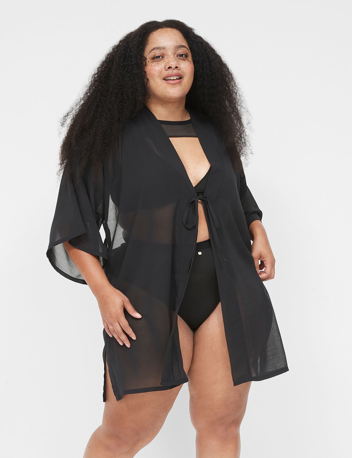 Lane Bryant Sheer Mesh Bodysuit / Animal Birch