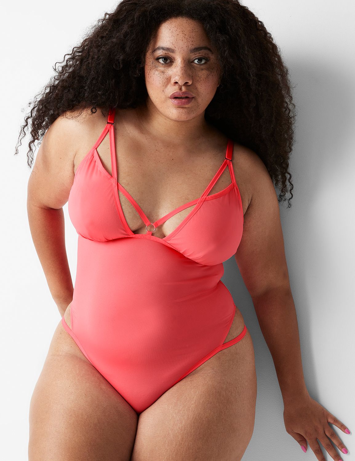 Lane Bryant Sheer Mesh Bodysuit / Animal Birch