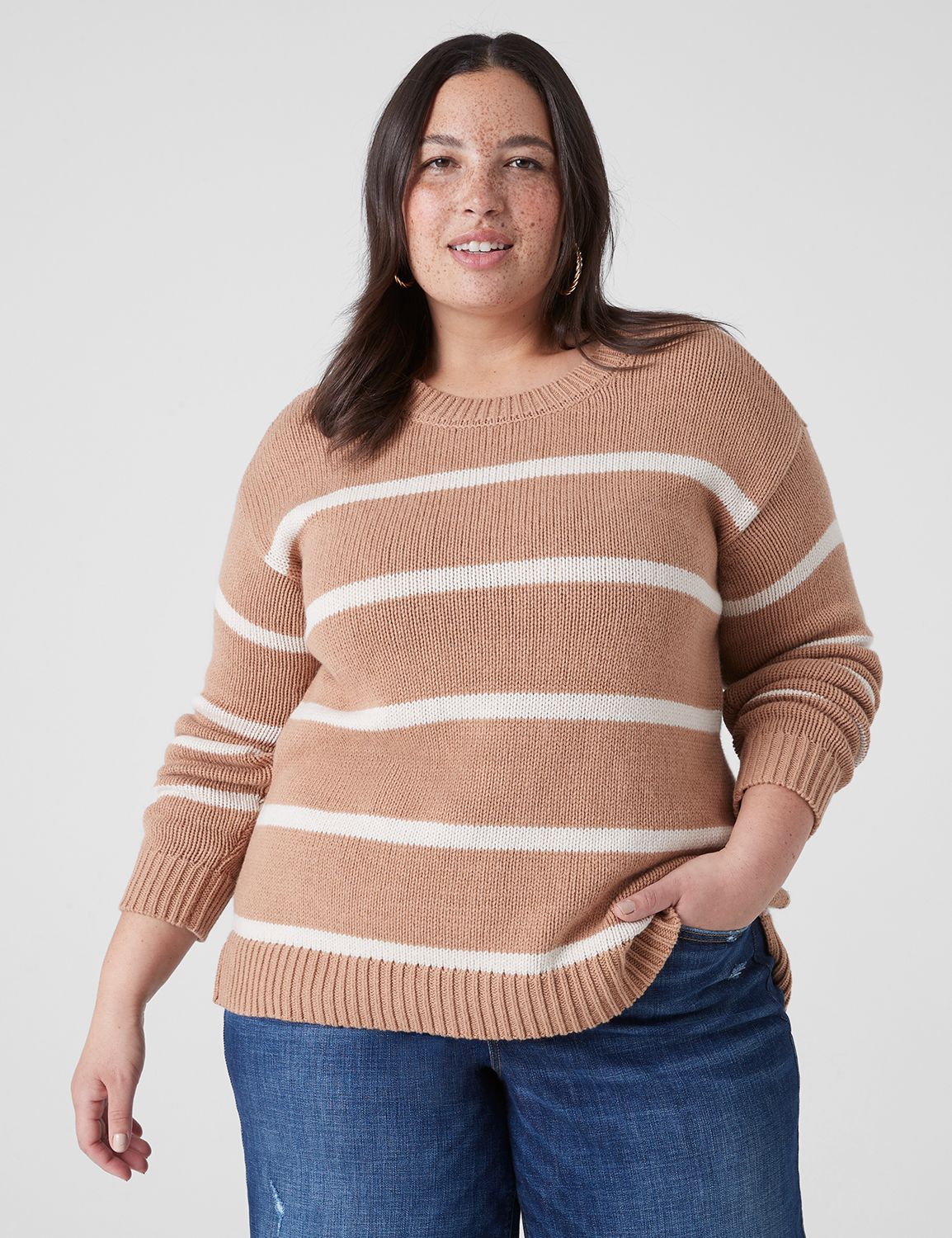 Long-Sleeve Cowlneck Rib Sweater