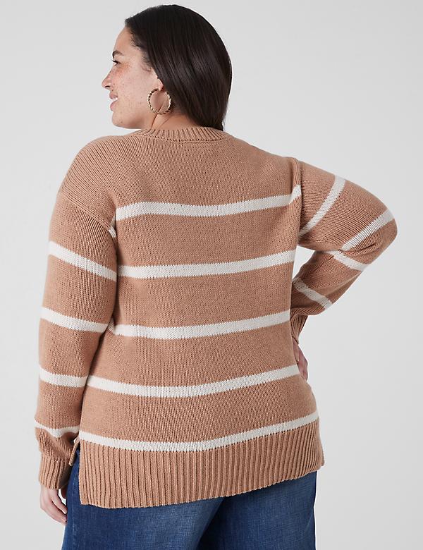 Long-Sleeve Striped Boxy Sweater