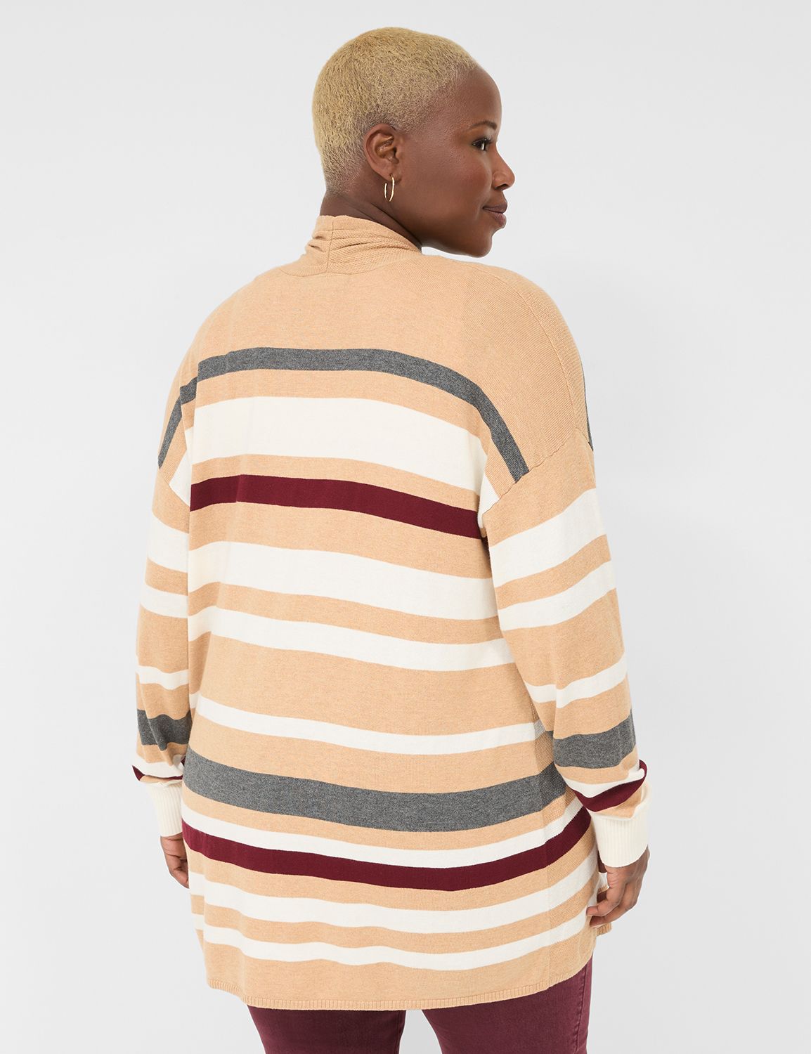 Open Front Plain Linen Drape Cardigan main image 1
