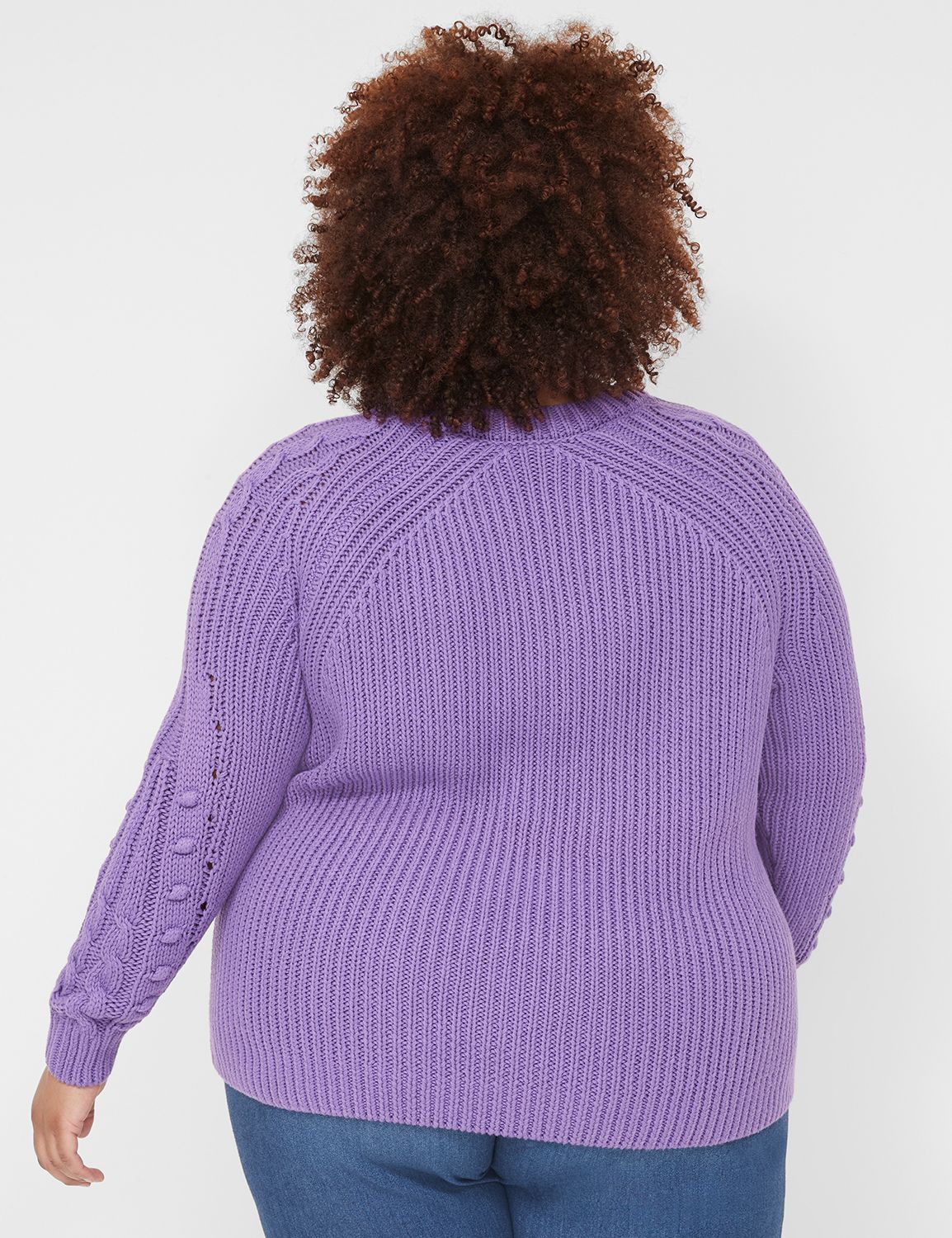 Classic Long Sleeve Crew Neck Cable | LaneBryant