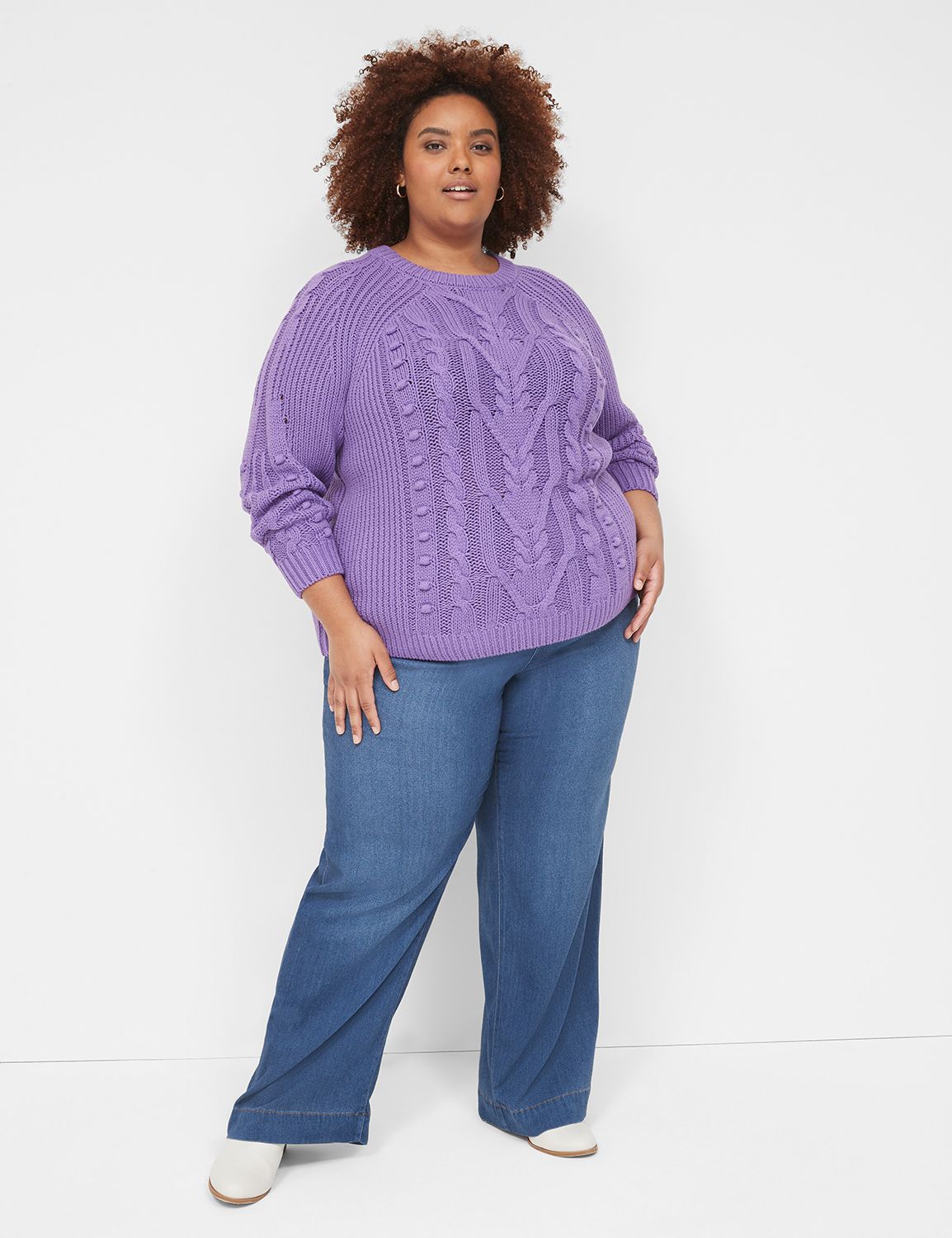 Crew-Neck Cable Sweater