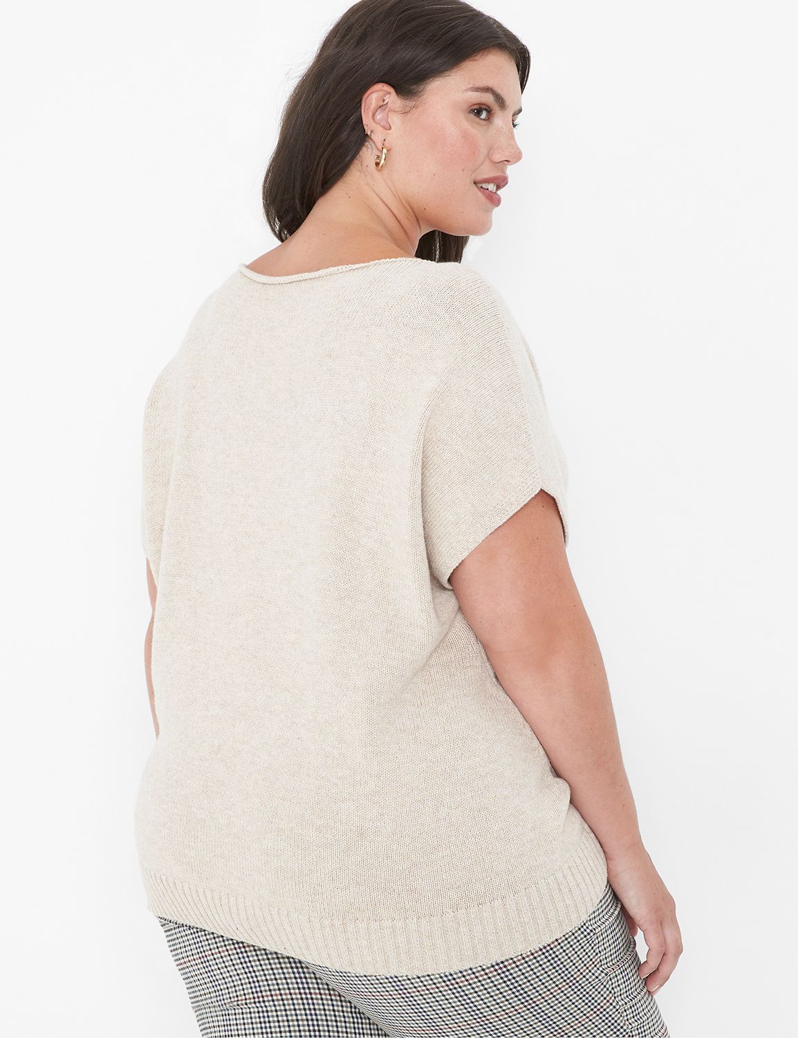 Relaxed Short Sleeve Cowl Neck Gile | LaneBryant